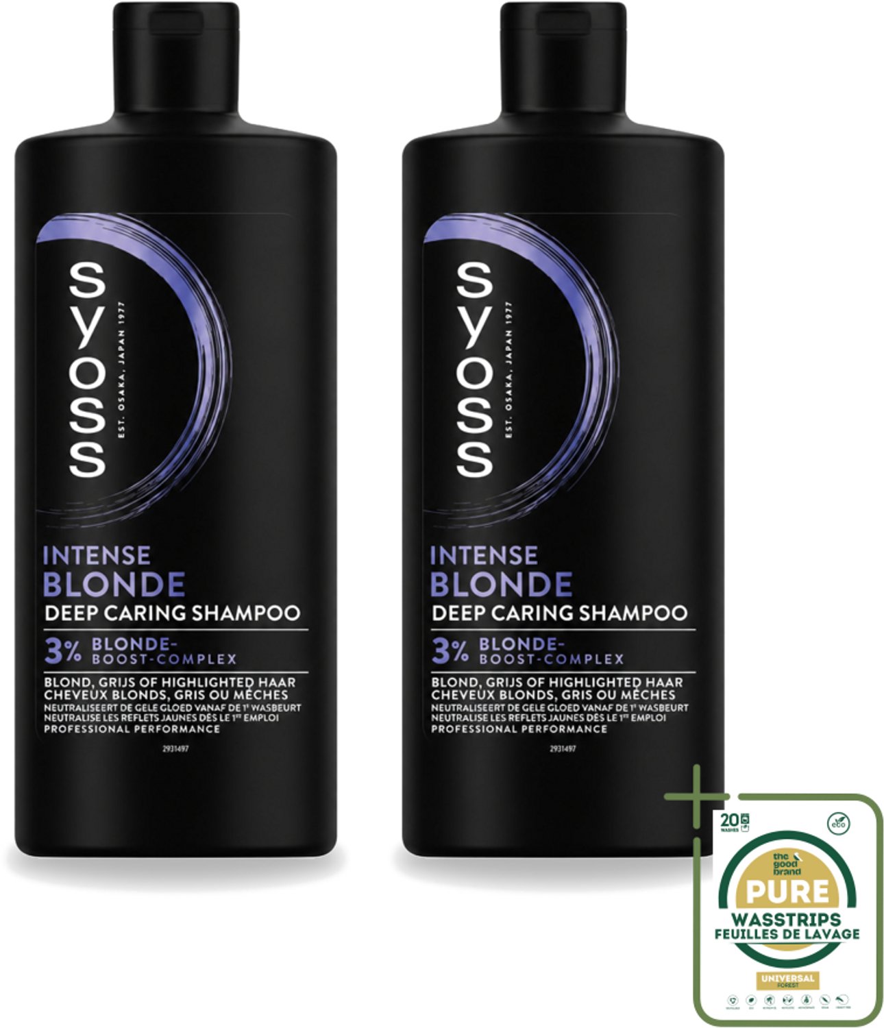 2 x Syoss – Shampoo – Blonde – 440 ml - Wasstrips - Blond Haar - Blonde Shampoo - Kleurbehoud - Gele Ondertoon - Warme Ondertoon