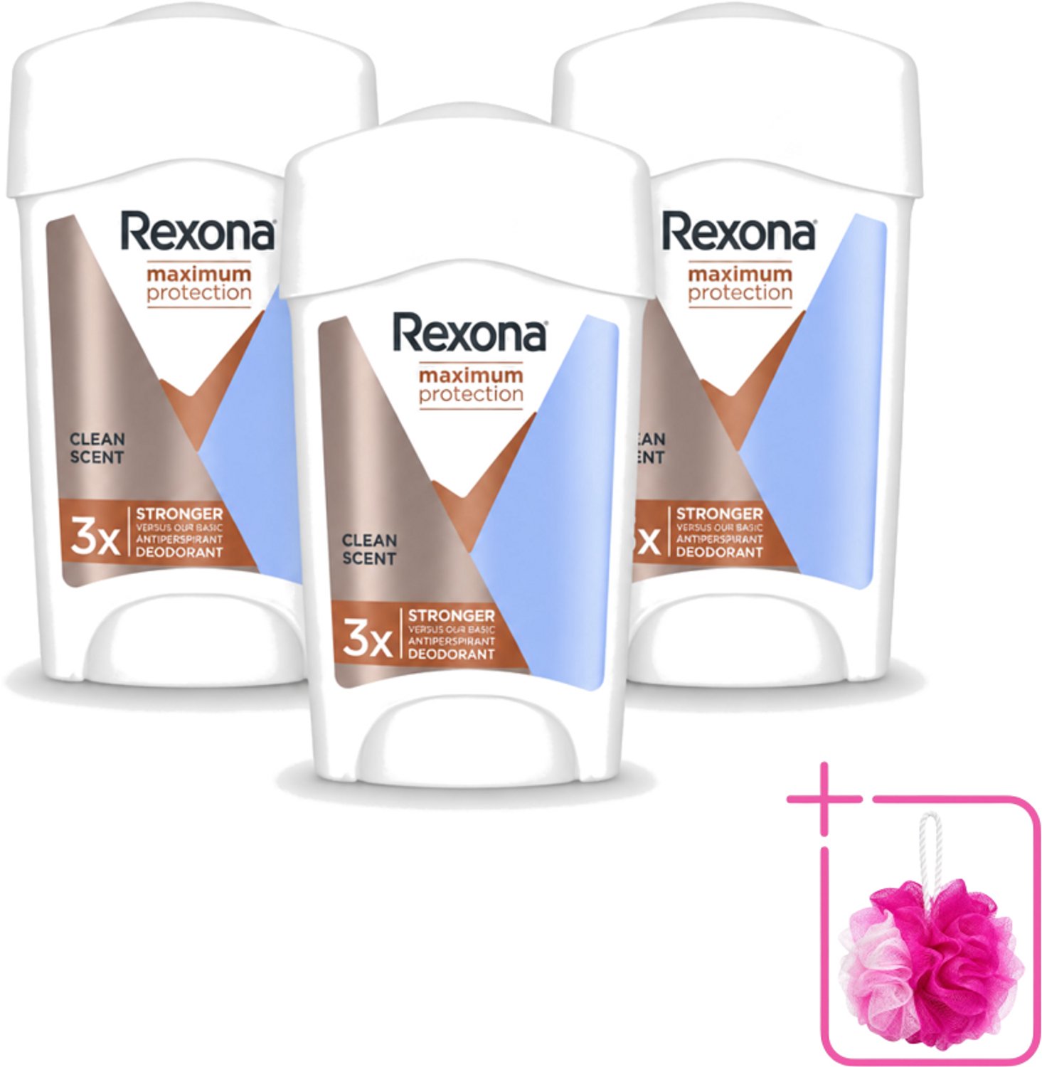 3 x Rexona Women – Anti-Transpirant Stick – Maximum Protection Clean Scent – 45 ml - Bulkverpakking - Anti-transpirant vrouw - Zweetvocht