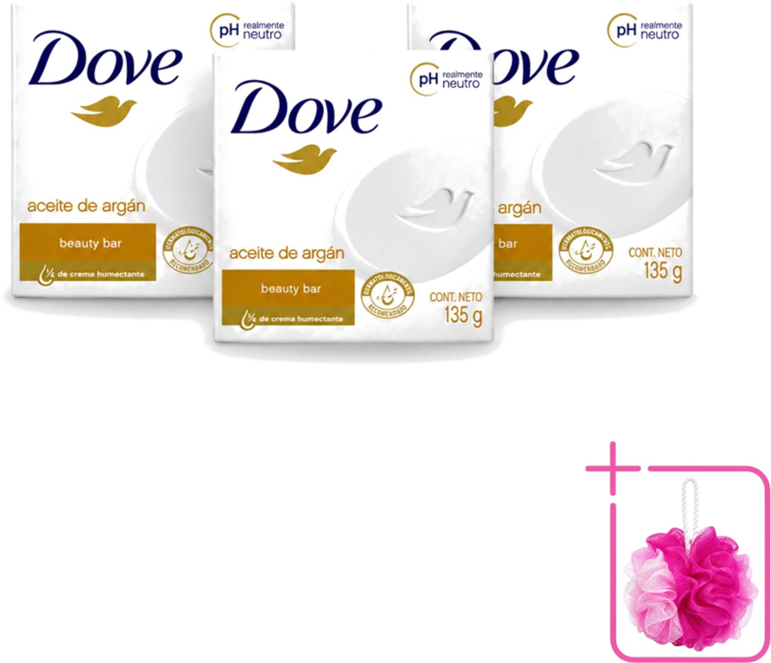3 x Dove - Zeep - Arganolie - Verzorgend en hydraterend - 135 g - Bulkverpakking - Zeep - Douchemop - Arganolie