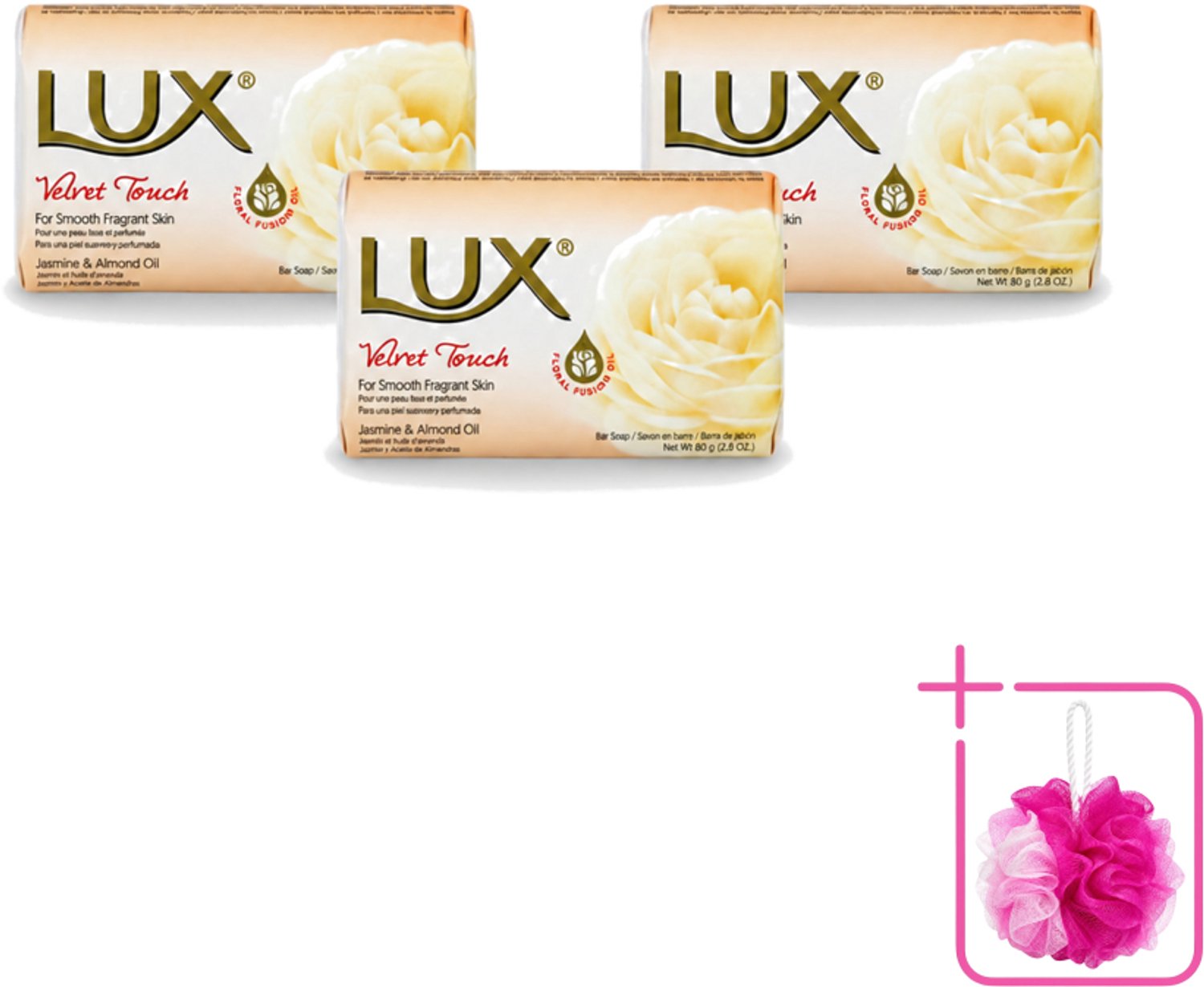 3 x Lux - Zeep - Velvet Touch - Hydraterend - Voor Geurige Huid - 80 g - Bulkverpakking - Luxueuze zeep - Douchemop - Zijdezachte zeep