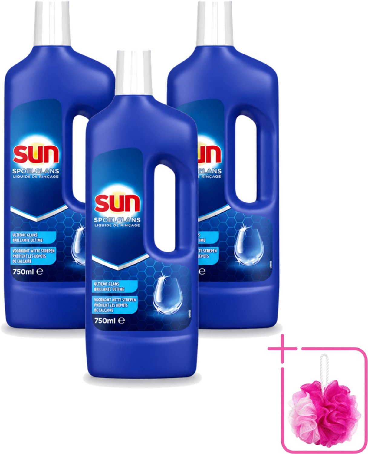 3 x Sun - Normaal - Spoelglans - 750 ml - Bulkverpakking - Vaatwas spoelglans - Douchemop - Spoelglans vaatwas