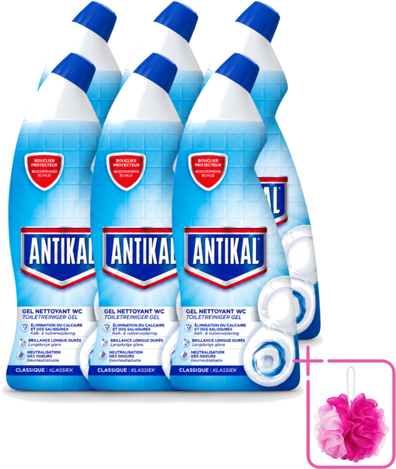 6 x Antikal - Toiletreiniger - Verwijdert Kalkaanslag & Vuil - 750 ml - Bulkverpakking - Toiletreiniger - Douchemop - Kalkverwijdering