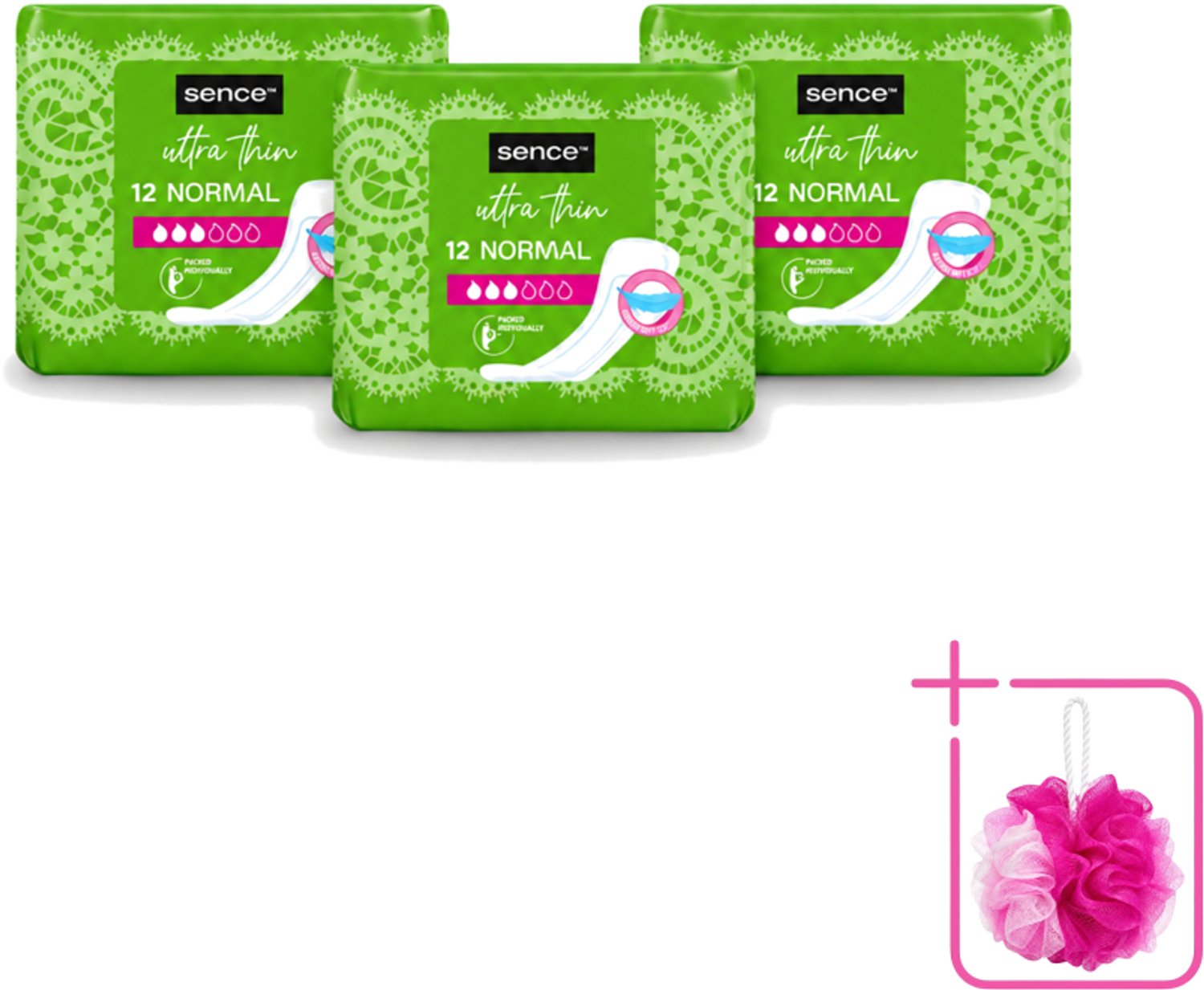 3 x Sence - Normaal - Maandverband - Zonder Vleugels - 12 Maandverbanden - Bulkverpakking - Maandverband - Menstruatie