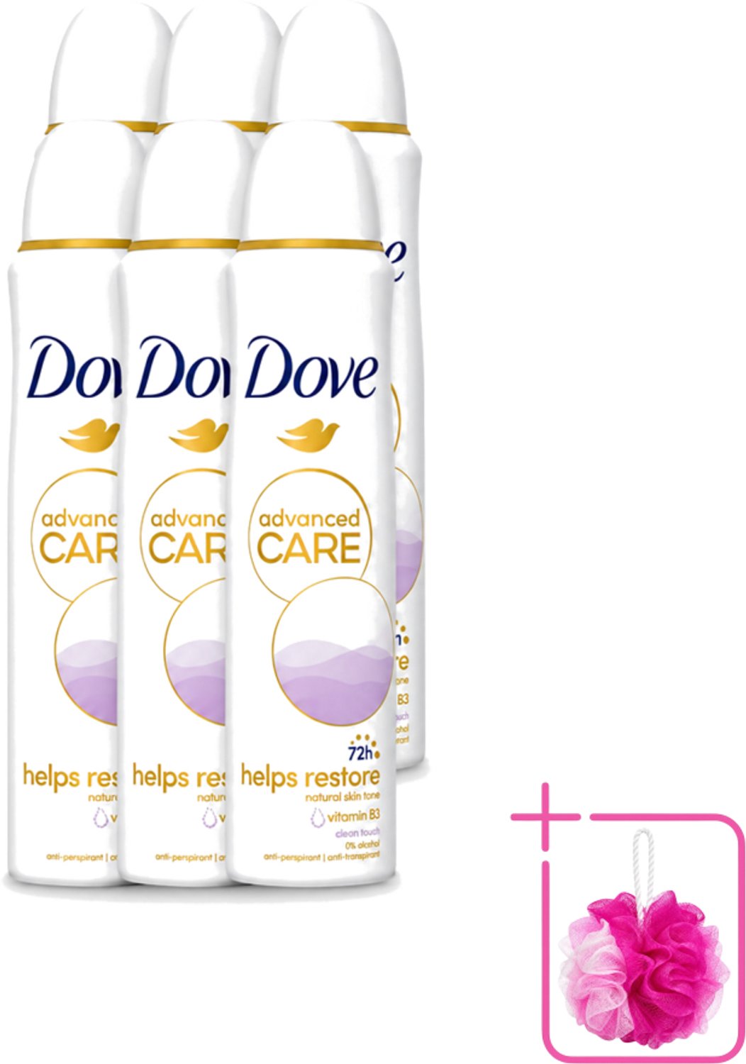 6 x Dove - Deodorant - Spray Clean Touch - Zachte geur en verzorging - 150 ml - Bulkverpakking - Dove Deodorant Spray - Fris