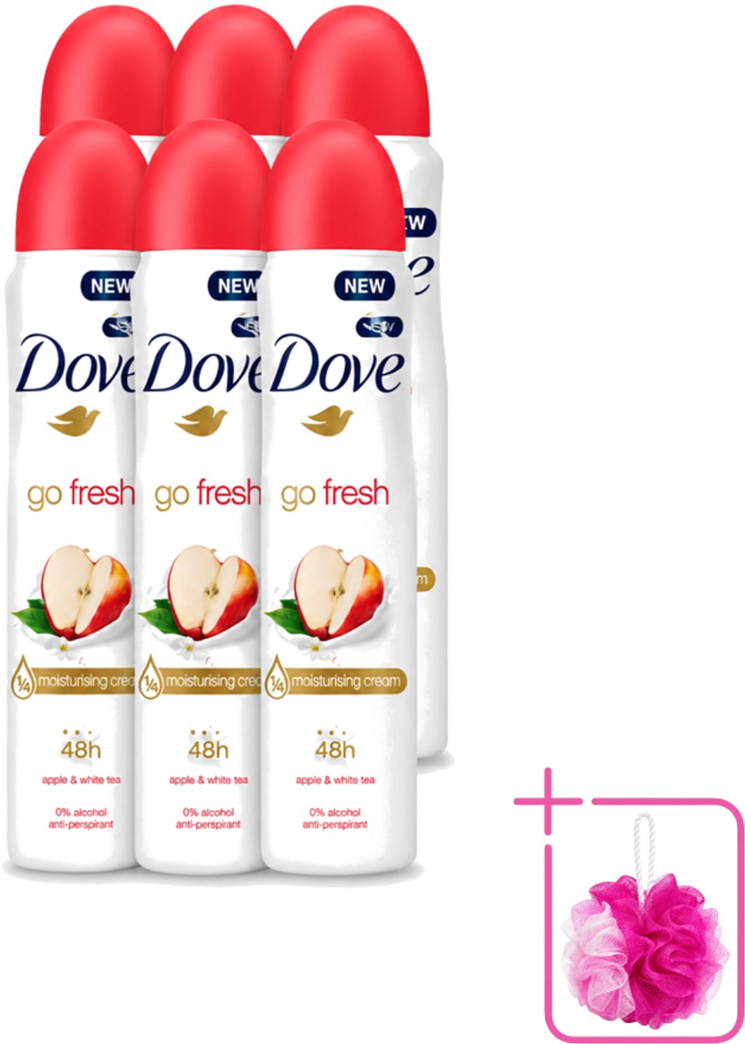 6 x Dove - Deodorant - Go Fresh Apple & White Tea - Verfrissend en fruitig - 250 ml - Bulkverpakking - Dove Go Fresh Apple & White Tea - Anti-transpirant spray