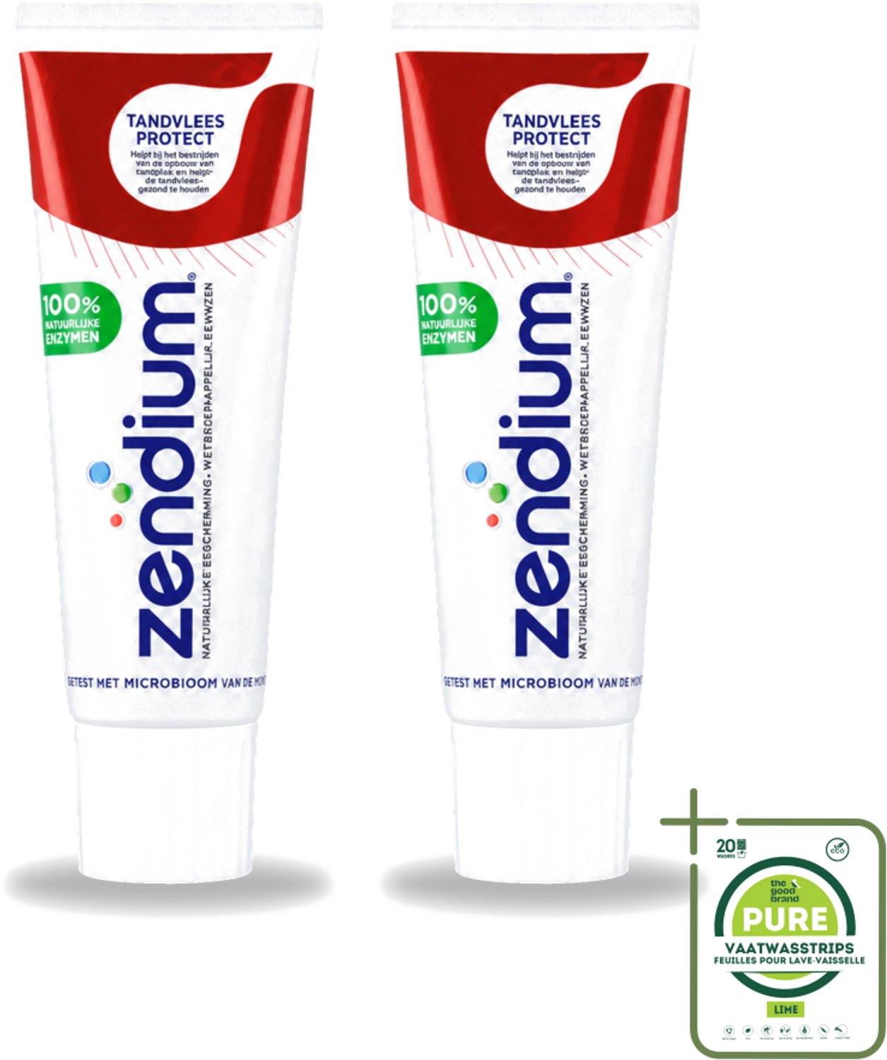 2 x Zendium – Tandpasta – Tandvlees Protect – 75 ml - Grootverpakking - Vaatwasstrips - Gevoelig Tandvlees - Tandvlees Bescherming - Natuurlijke Tandpasta - Milde Tandpasta - Fluoride