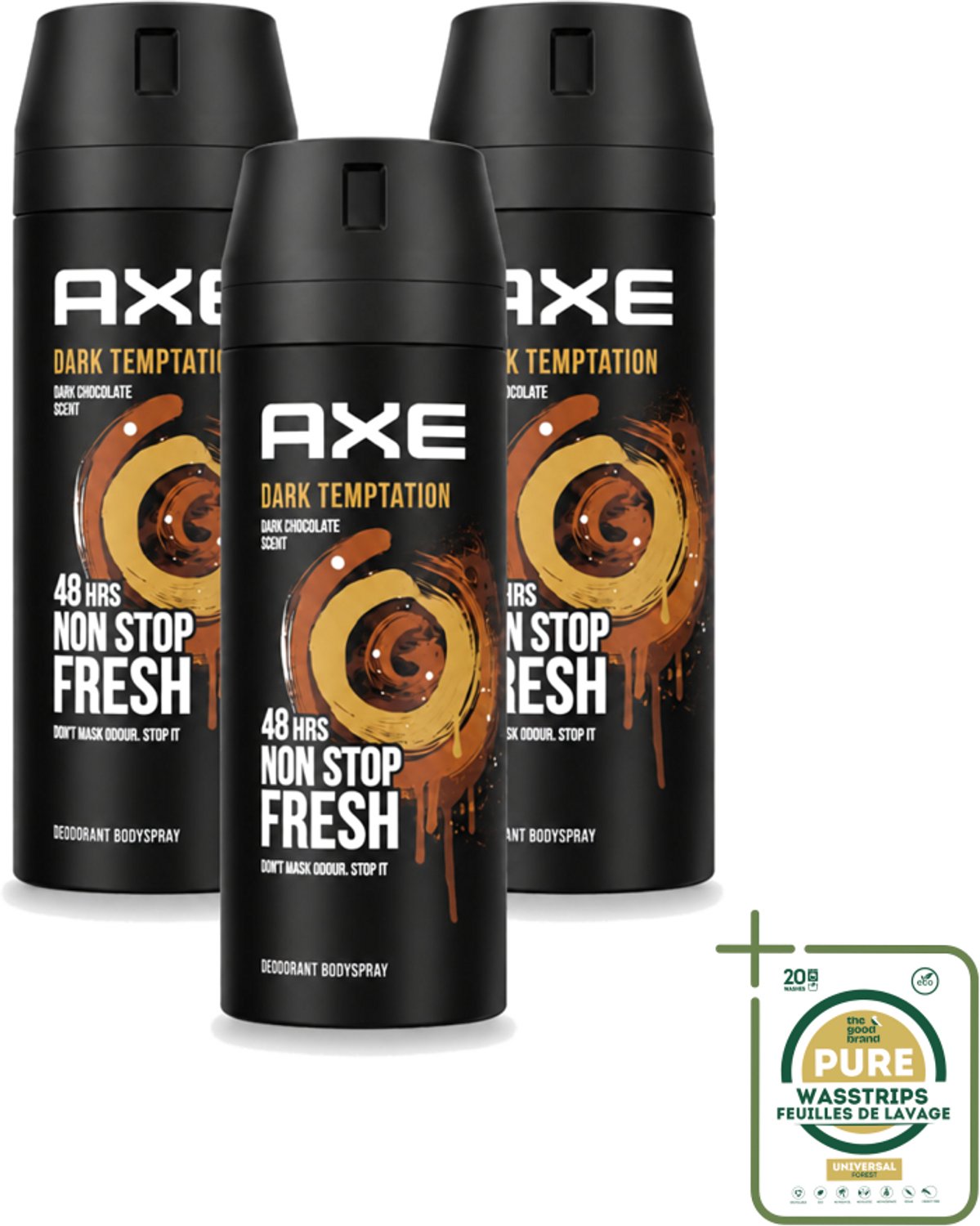 3 x Axe – Deodorant Spray – Dark Temptation – 150 ml - Deodorant Spray - Mannelijke Geur - Warme Geur - Chocolade Geur - Transpiratiegeur