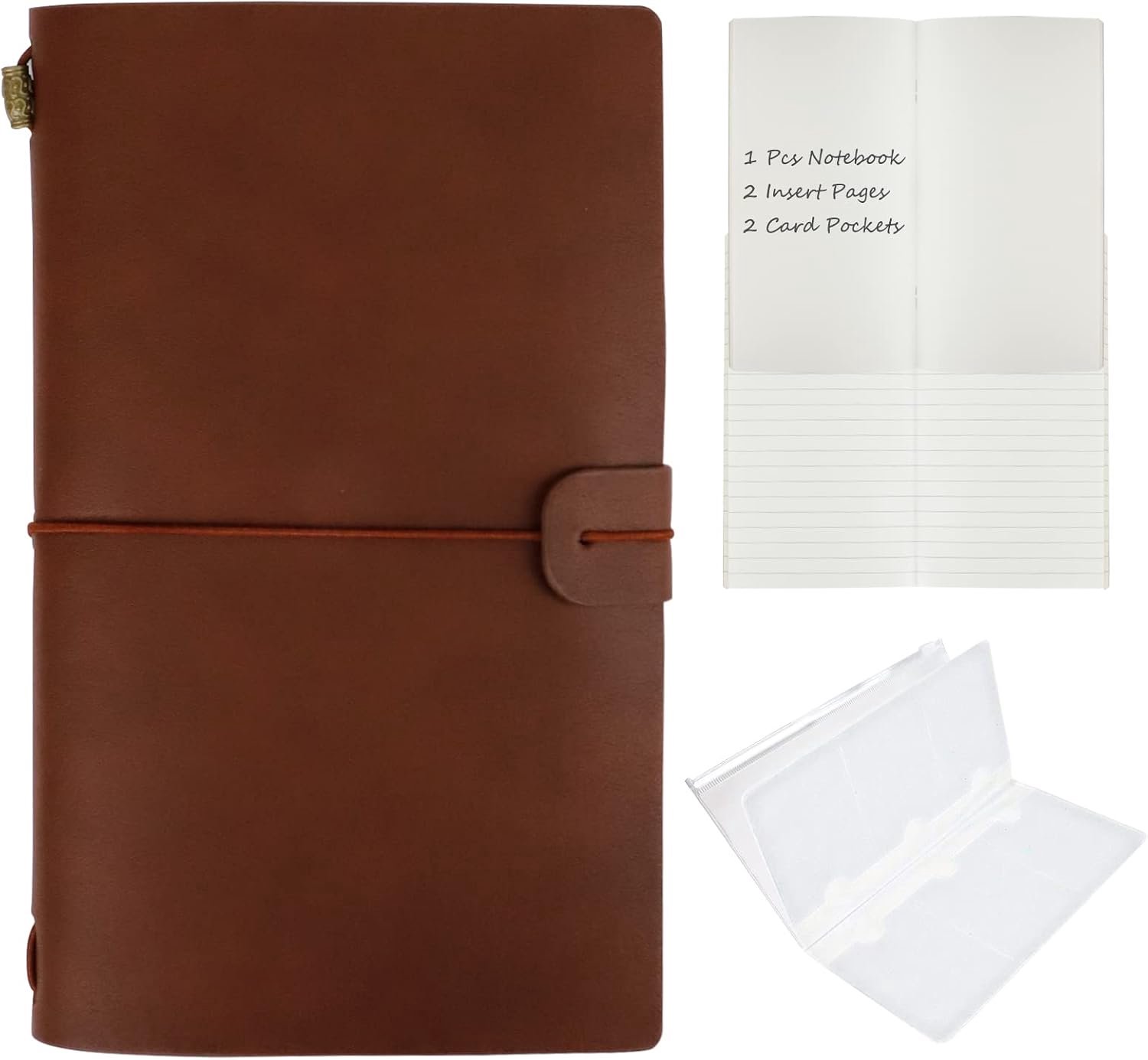 Vintage Leather Notebook with Elastic Closure and Card Slots, Refillable Travel Journal, Sketchbook, Colouring Book - ShopVlot