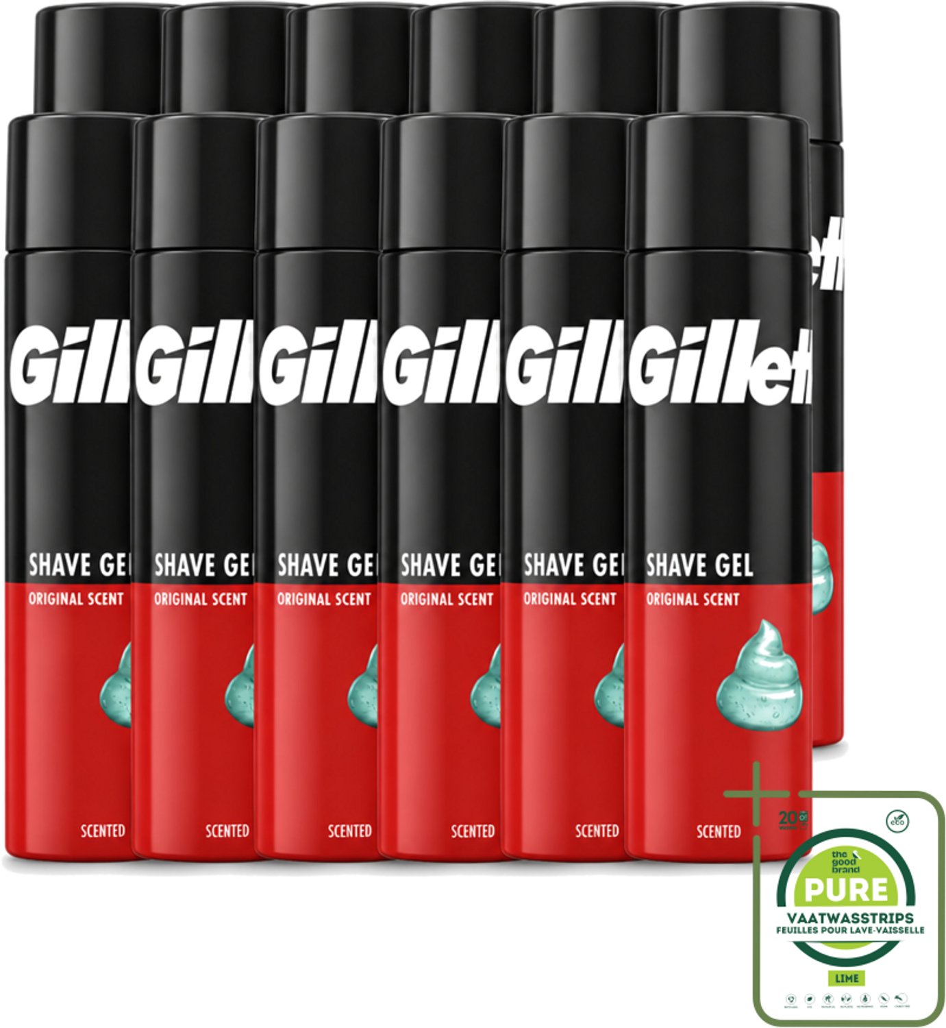 12 x Gillette – Scheergel – Classic – 200 ml - Grootverpakking - Scheergel - Gevoelige Huid - Scheren - Comfort - Irritatie