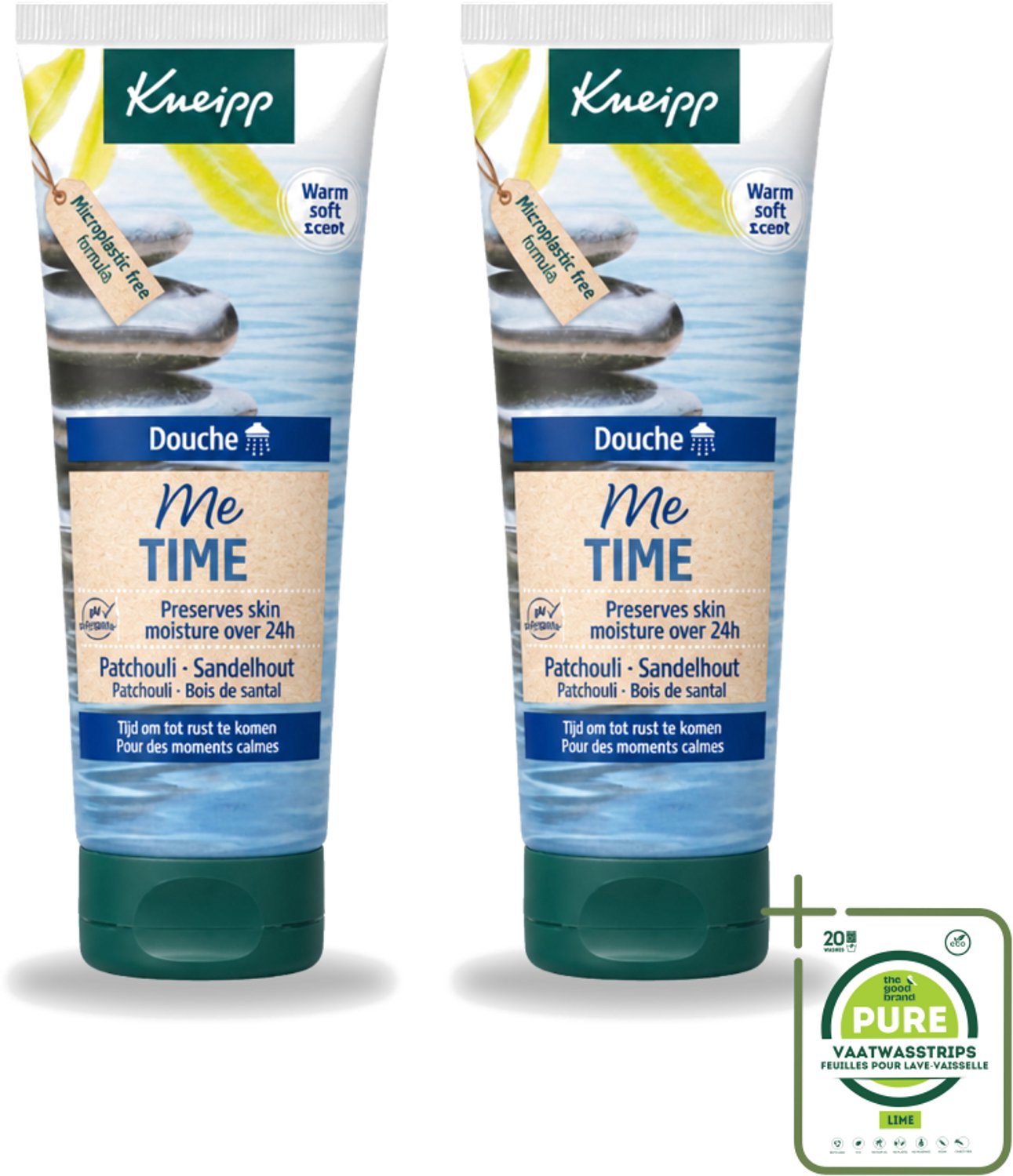 2 x Kneipp – Douchegel – Me Time Patchouli & Sandelhout – 75 ml - Grootverpakking - Vaatwasstrips - Doucheschaam - Ontspanning - Me-time - Patchouli - Sandelhout