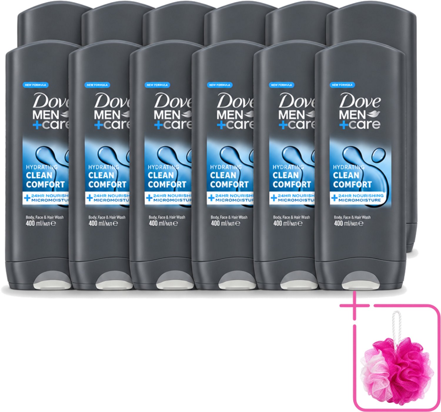 12 x Dove - Douchegel - Men+ Care Clean Comfort - Comfort en verzorging - 400 ml - Bulkverpakking - Douchegel - Douchemop - Mannelijke geur