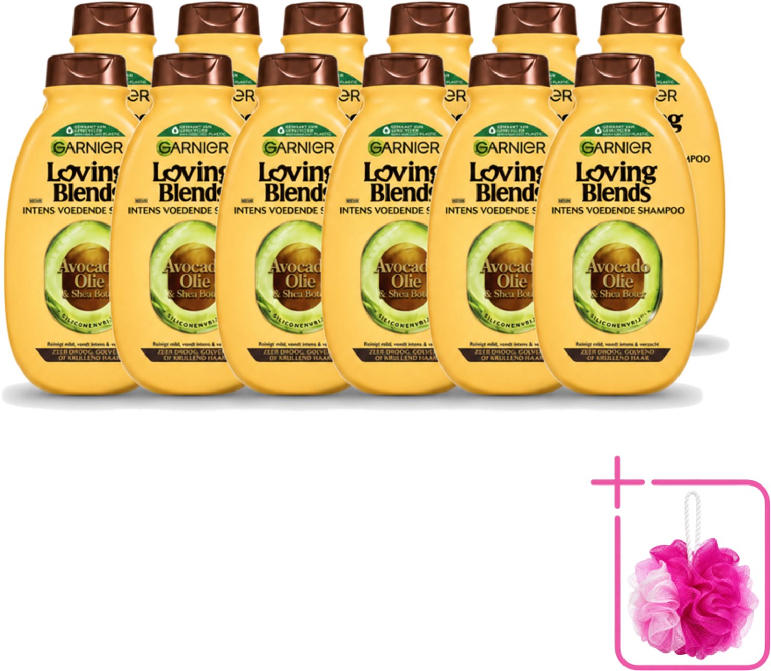 12 x Garnier - Loving Blends - Shampoo - Avocado Olie & Shea Boter - Zeer Droog & Pluizig Haar - 300 ml - Bulkverpakking - Avocado Olie - Douchemop - Shea Boter