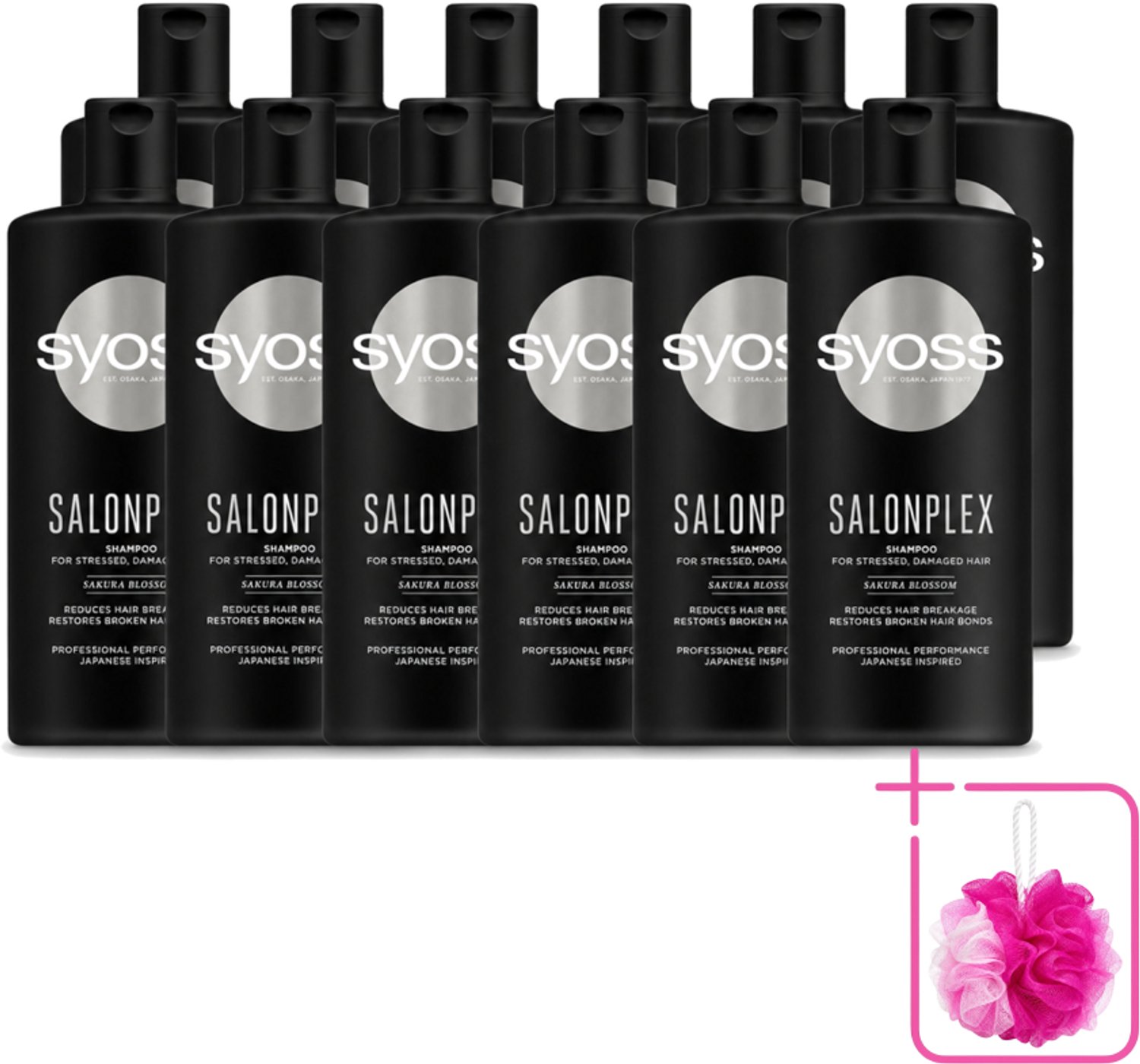 12 x Syoss Salonplex Shampoo - Shampoo - Bescherming - 440 ml - Bulkverpakking - Shampoo haar bescherming - Douchemop - Salonplex shampoo