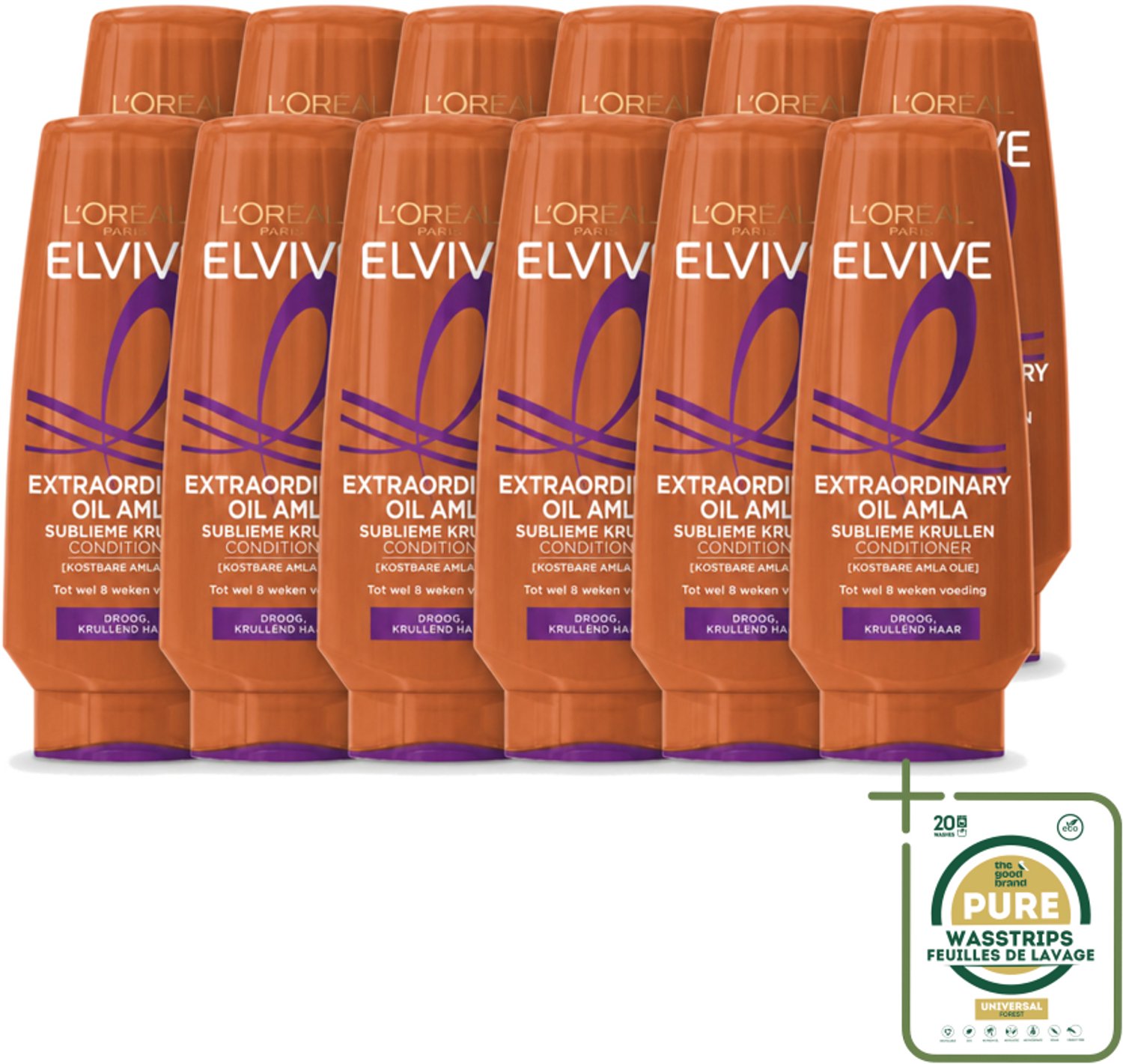 12 x L’Oréal Paris Elvive – Conditioner – Extraordinary Oil Krulverzorging – 200 ml - Wasstrips - Krulverzorging Conditioner - Droog Krulhaar - Voedende Conditioner - Krulhaar Voeding - Krulhaar Herstel