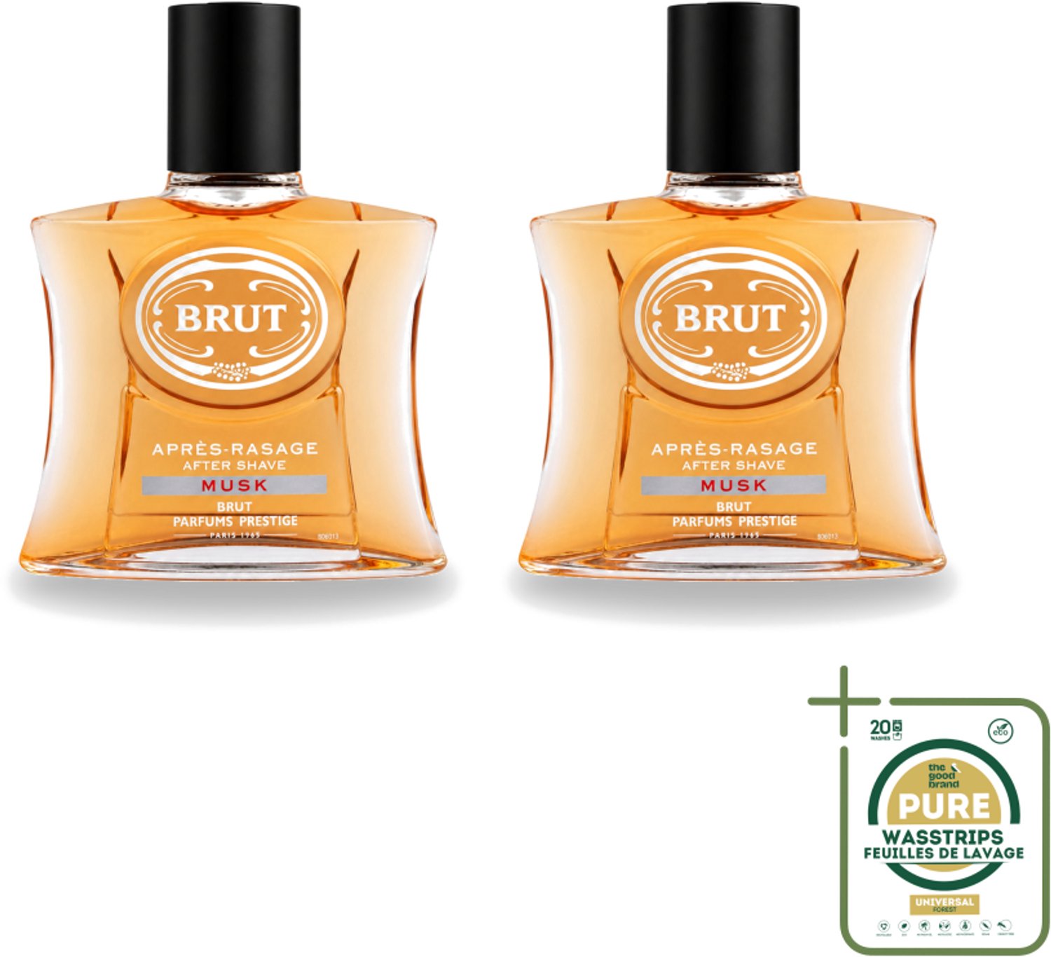 2 x Brut – Aftershave Lotion – Musk – 100 ml - Wasstrips - Aftershave Musk - Aftershave Lotion - Heren Aftershave - Klassieker Aftershave - Amber Geur