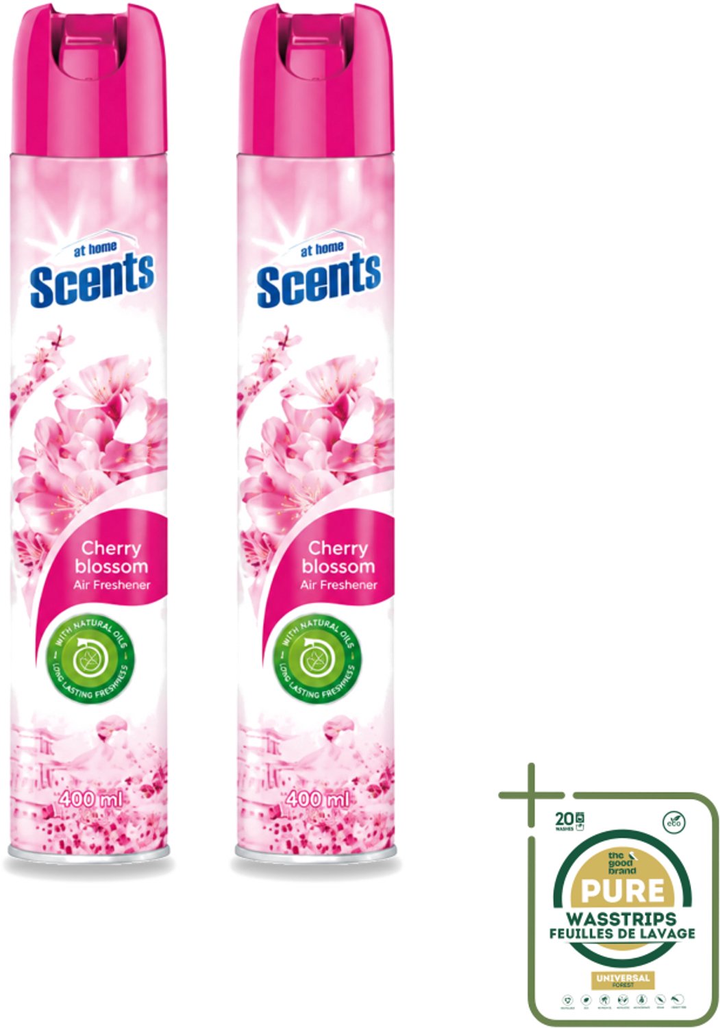 2 x At Home – Luchtverfrisser Spray – Cherry Blossom – Fris Bloemig - 400 ml - Luchtverfrisser Cherry Blossom - Bloemige Geur - Frisse Geur - Geurverwijdering - Luchtverfrisser Spray