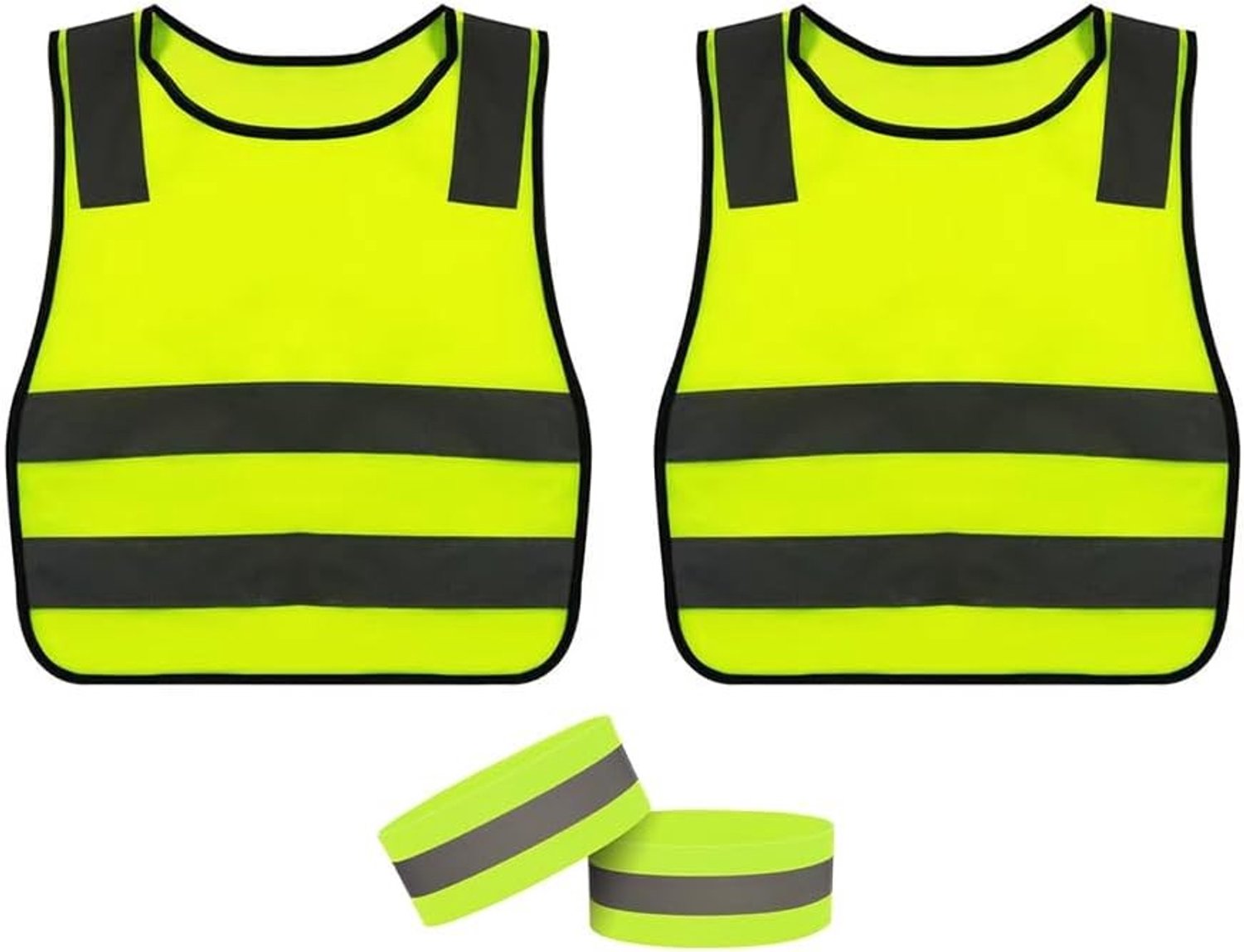 2PCS Veiligheidsvest voor Kinderen, Reflecterend Vest met 2 Reflecterende Armbanden, Ideaal voor Sport, Fietsen en Hardlopen