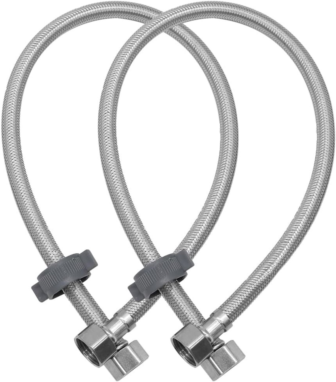 Flexibele RVS Gevlochten Slang 1.2 cm voor Badkamer en Keuken - Set van 2 Stuks voor Optimale Waterafvoer