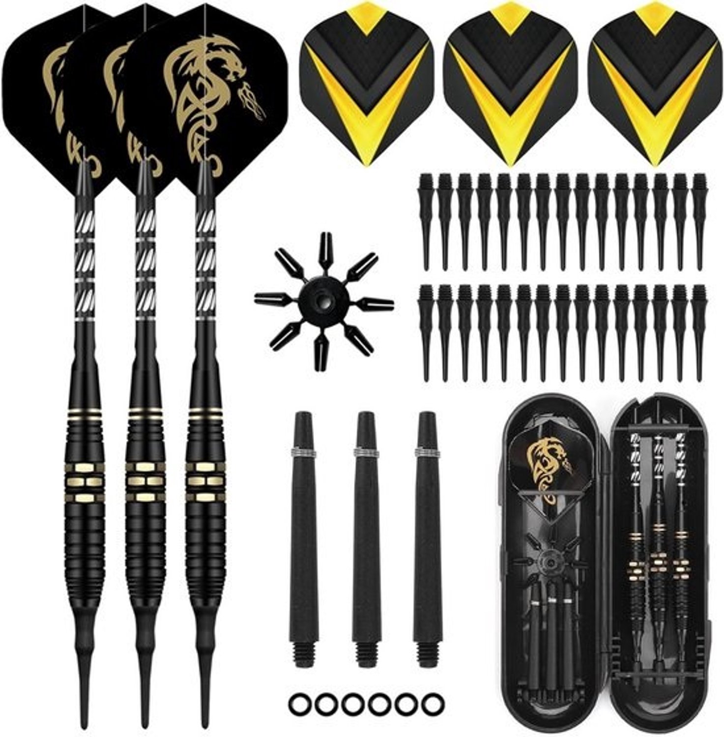 Set dartpijlen - Soft darts - Elektronisch dartspel - Met opbergdoos - 18 gram - Zwart