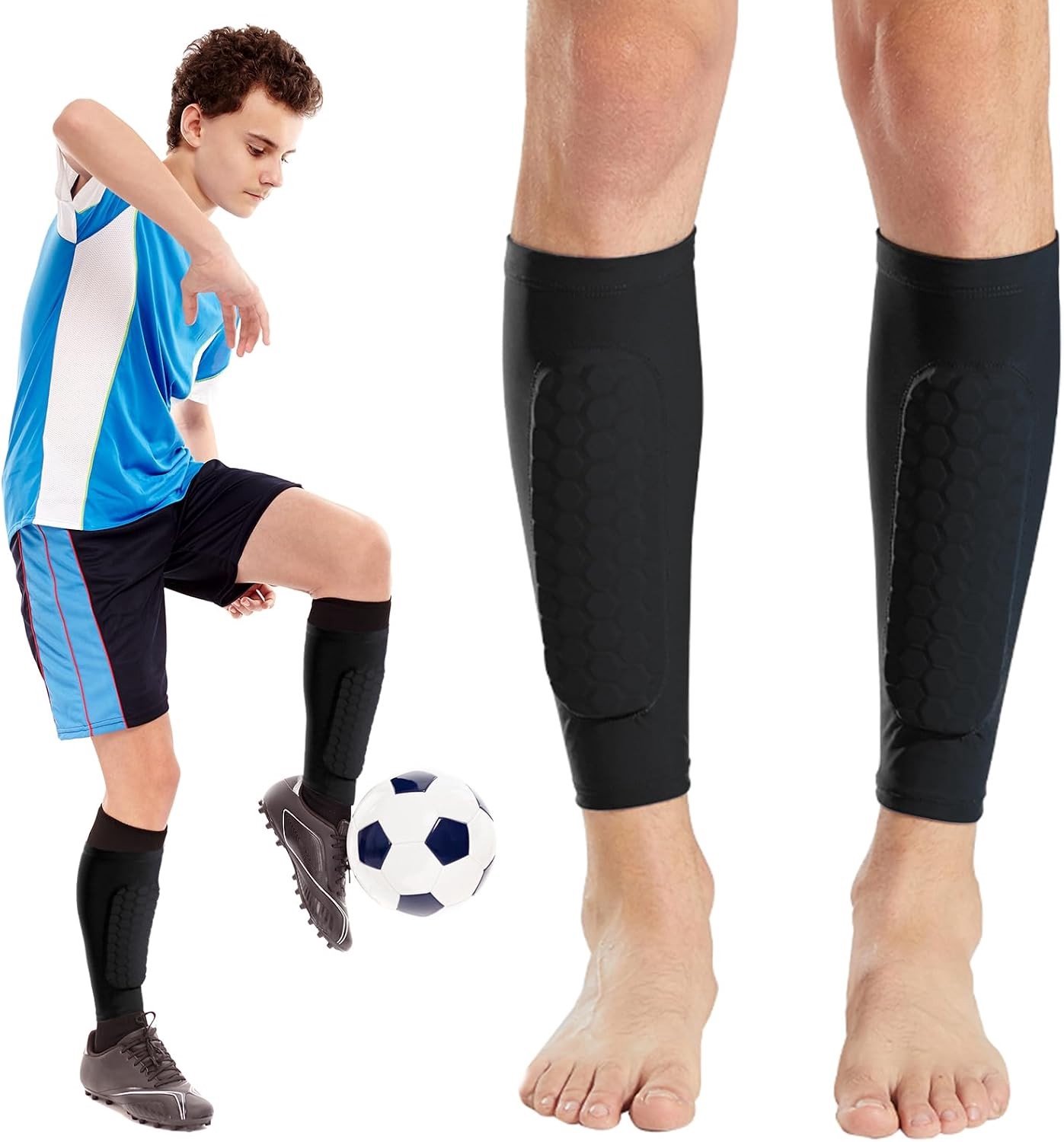 Voetbal Scheenbeschermers - Zwart - M - Ademend en Schokbestendig - Voor Mannen, Vrouwen en Jongeren