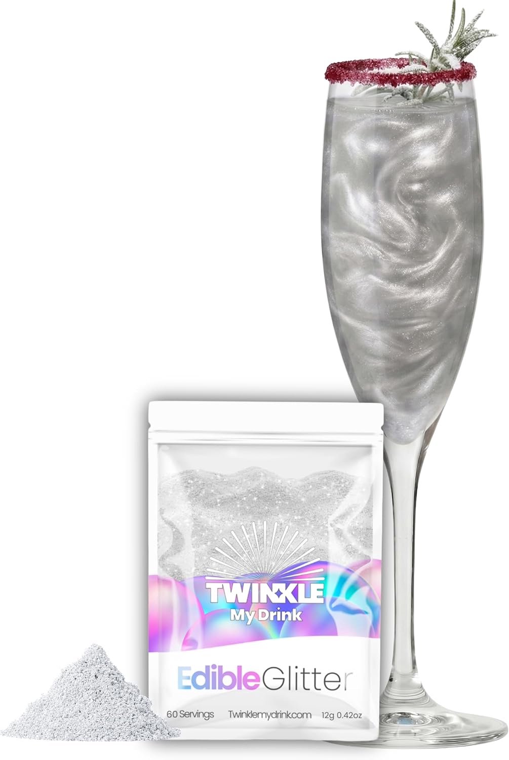 Eetbare Glitter voor Dranken - Zilver - Glanspoeder voor Cocktails - Maak je drankjes sprankelend - ShopVlot
