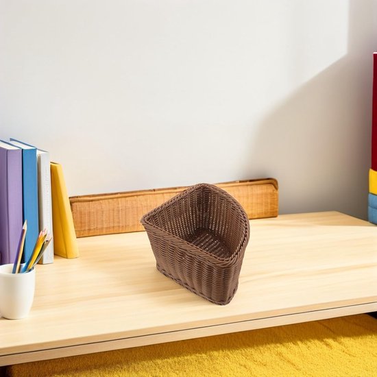 2 Stuks Delige Driehoekige Plastic Hoekmanden in Imitatie Rattan Stijl Ruimtebesparende Opbergers voor Keuken Badkamer Woondecoratie voor Groenten Fruit Kleine Accessoires — afbeelding 3
