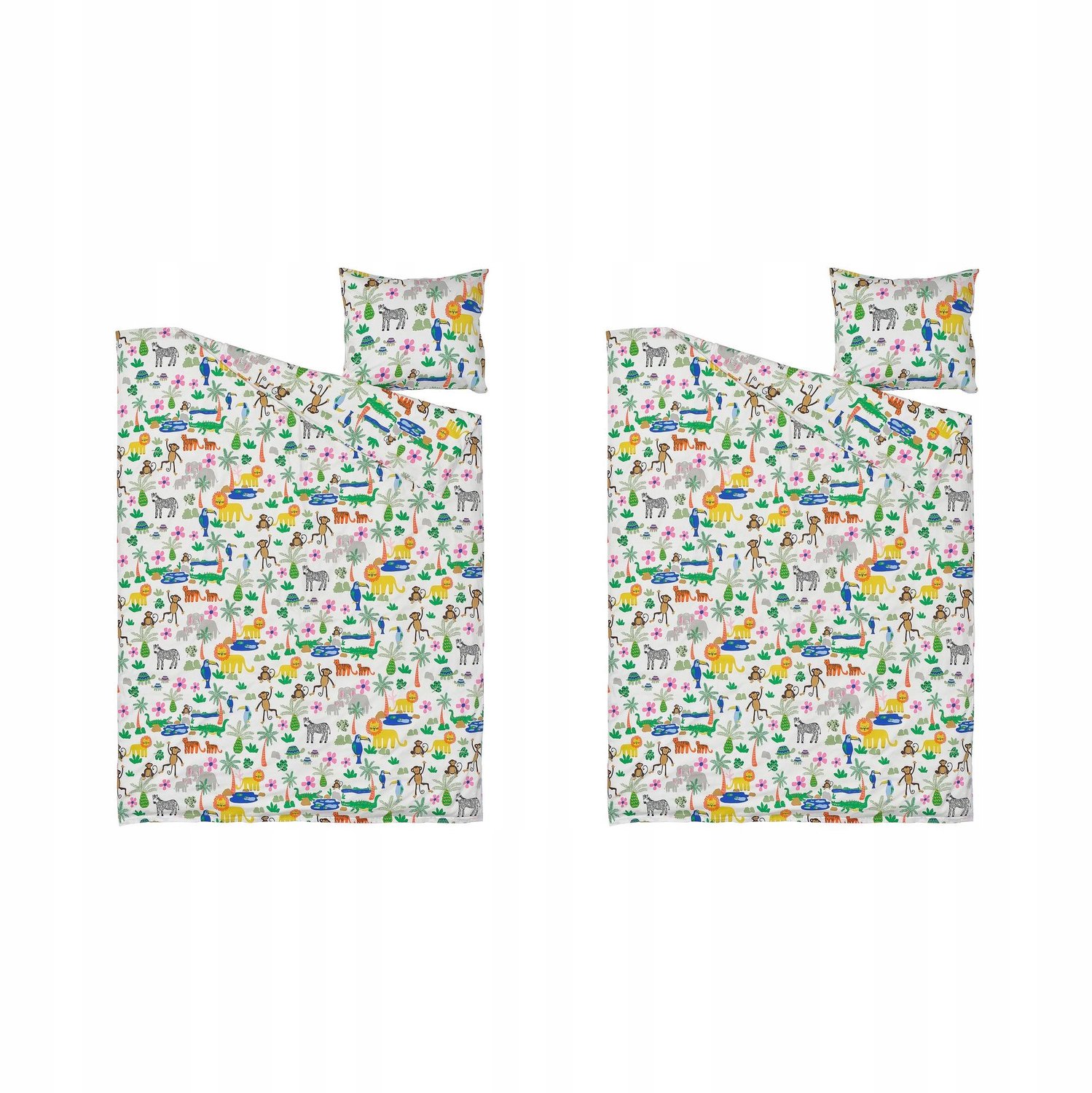 2x Kinderbeddengoed Jungle 150x200 cm met Kussensloop 50x60 cm