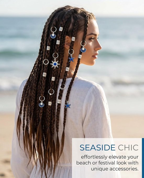 45 stuks haaraccessoires voor vlechten, verstelbaar, haaraccessoires, haarsieraden, spiraalclips voor dreadlocks, voor mannen, vrouwen, meisjes en kinderen (zilver) — afbeelding 5