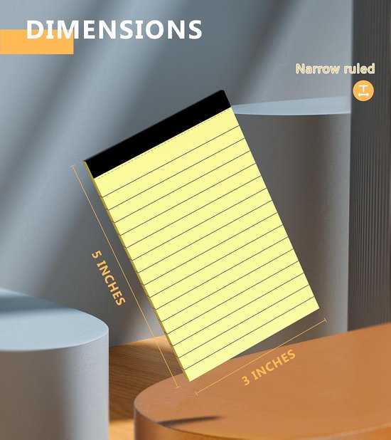 12 stuks notitieblokken 7 x 15 cm, klein notitieblok, zaknotitieblokken voor dagelijkse planning, memoblokken gevoerd papier voor boodschappenlijst, geperforeerde gele schrijfblokken, kraspads, 30 vel — afbeelding 4