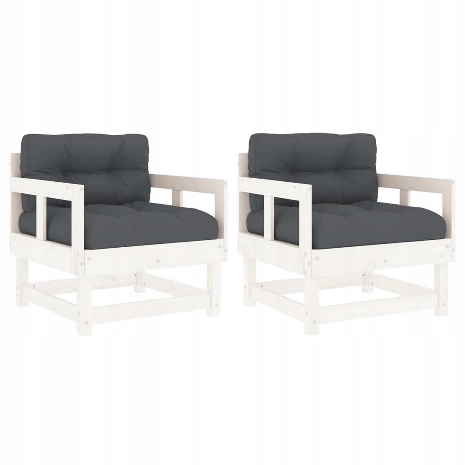 2x Houten Tuinstoel met Kussens - Wit