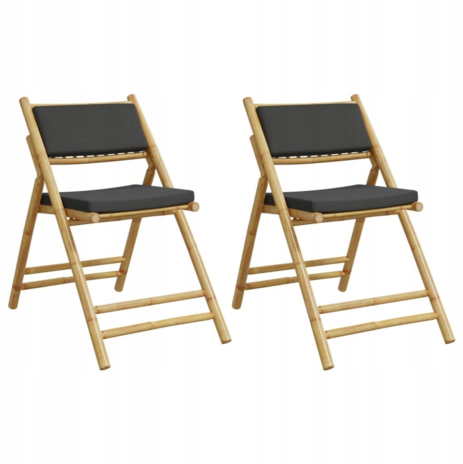 2x Bamboe Tuinstoel Inklapbaar met Comfortabele Kussens