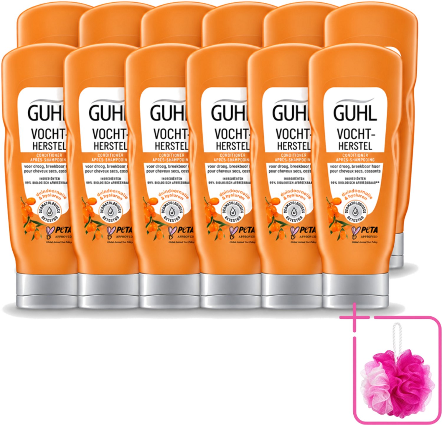12 x Guhl - Crème Conditioner - Vochtbalans - 200 ml - Bulkverpakking - Hydratatie haar - Douchemop - Vochtbalans haar