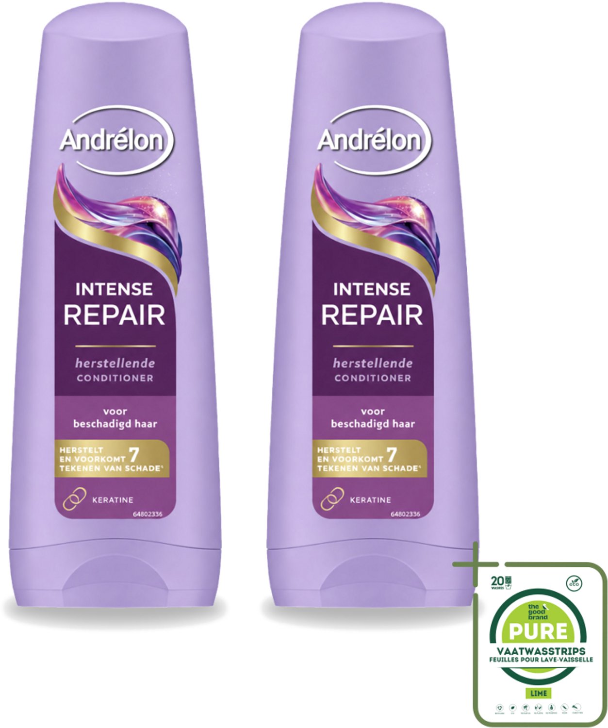 2 x Andrélon – Conditioner – Intense Repair – 200 ml - Grootverpakking - Vaatwasstrips - Haar Herstellen - Haar Beschermen - Haar Versterken - Keratine - Haar Schade