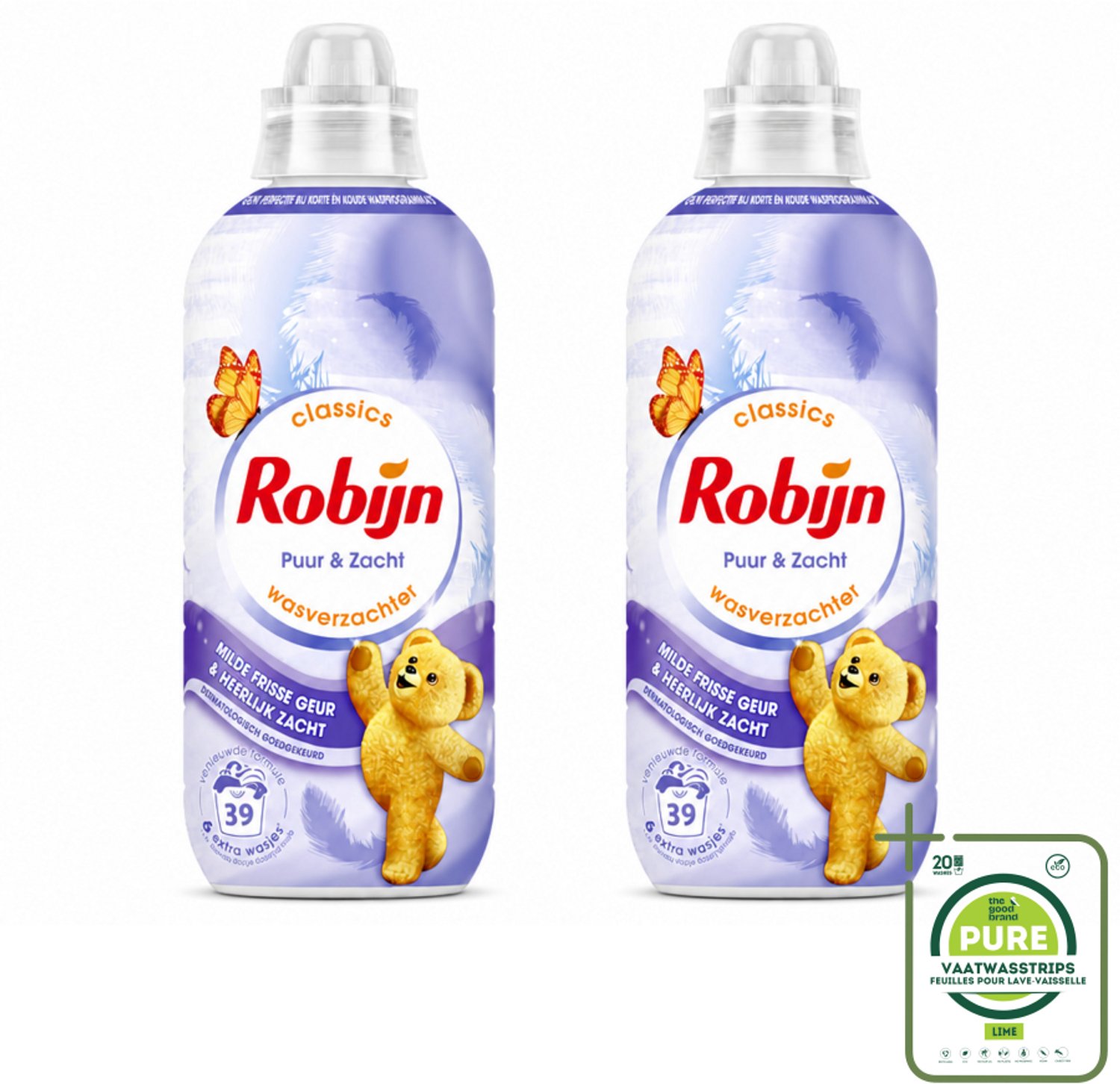 2 x Robijn – Wasverzachter – Puur & Zacht – 780 ml - Grootverpakking - Vaatwasstrips - Wasverzachter - Wasmiddel - Wasgeur - Kleding Verzorgen - Huidbescherming
