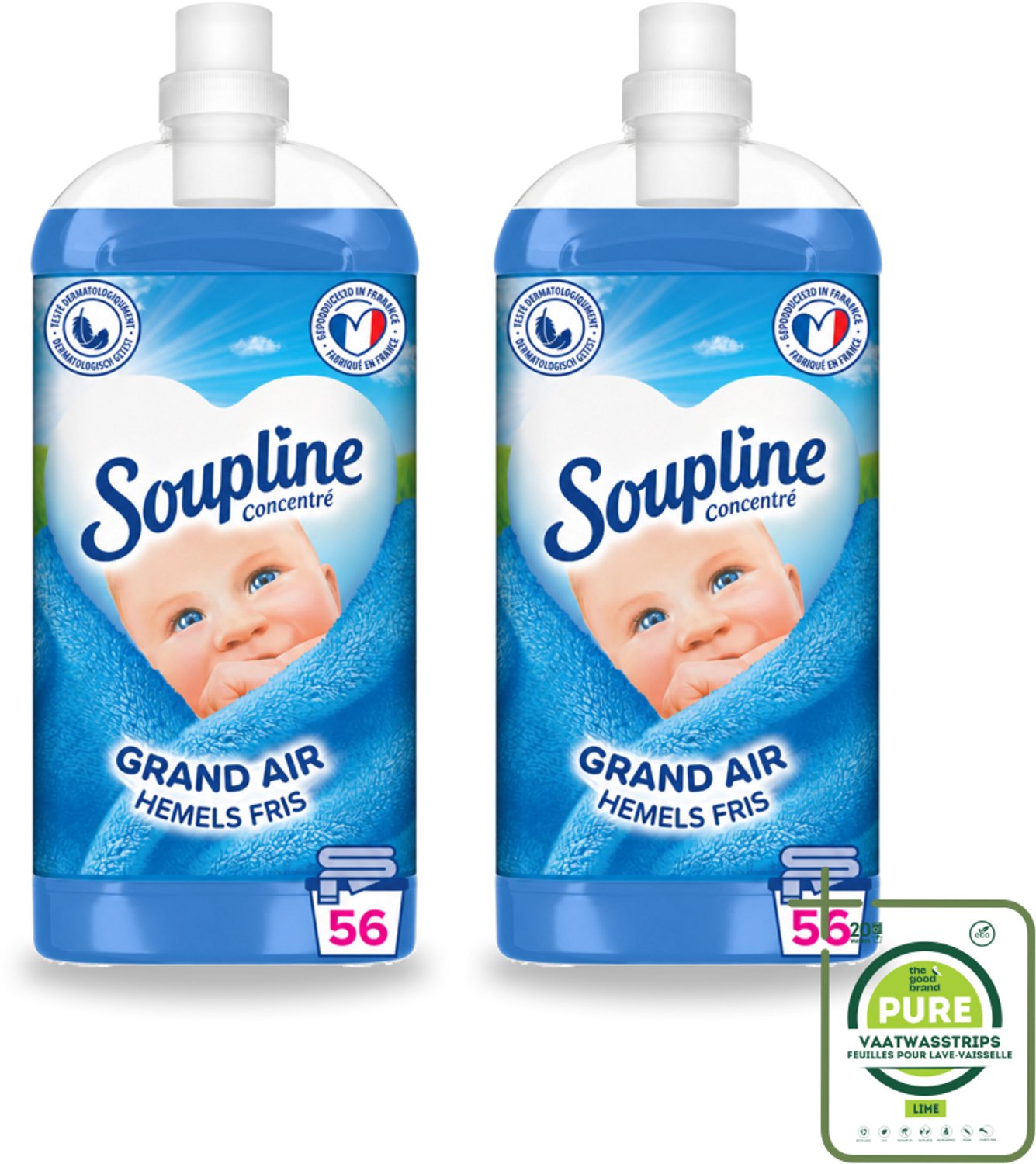 2 x Soupline - Wasverzachter - Hemels Fris - 1350 ml - Grootverpakking - Vaatwasstrips - Wasverzachter - Wasgoed - Frisheid - Wasmachine - Kleding Verzorgen