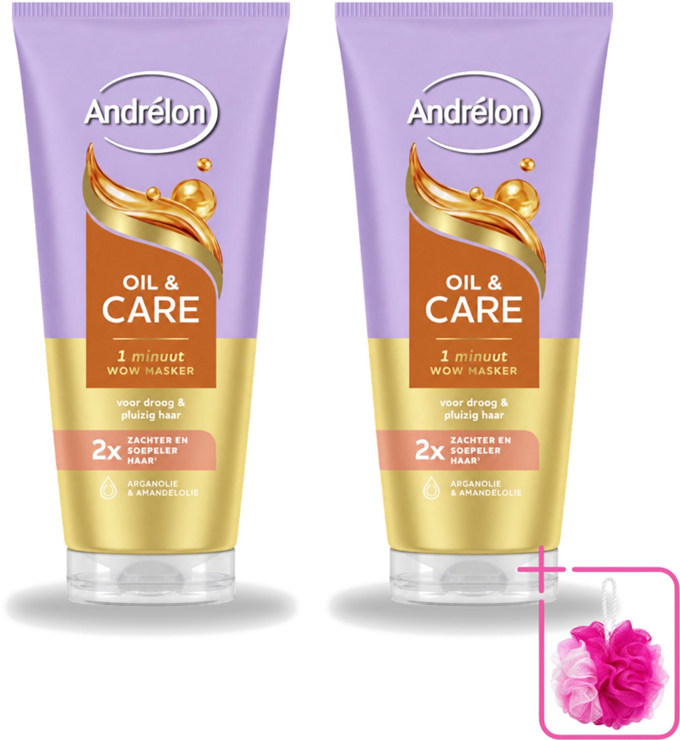 2 x Andrélon – Haarmasker WOW – Oil & Care – 180 ml - Bulkverpakking - Haarmasker - Douchemop - Haar verzorging