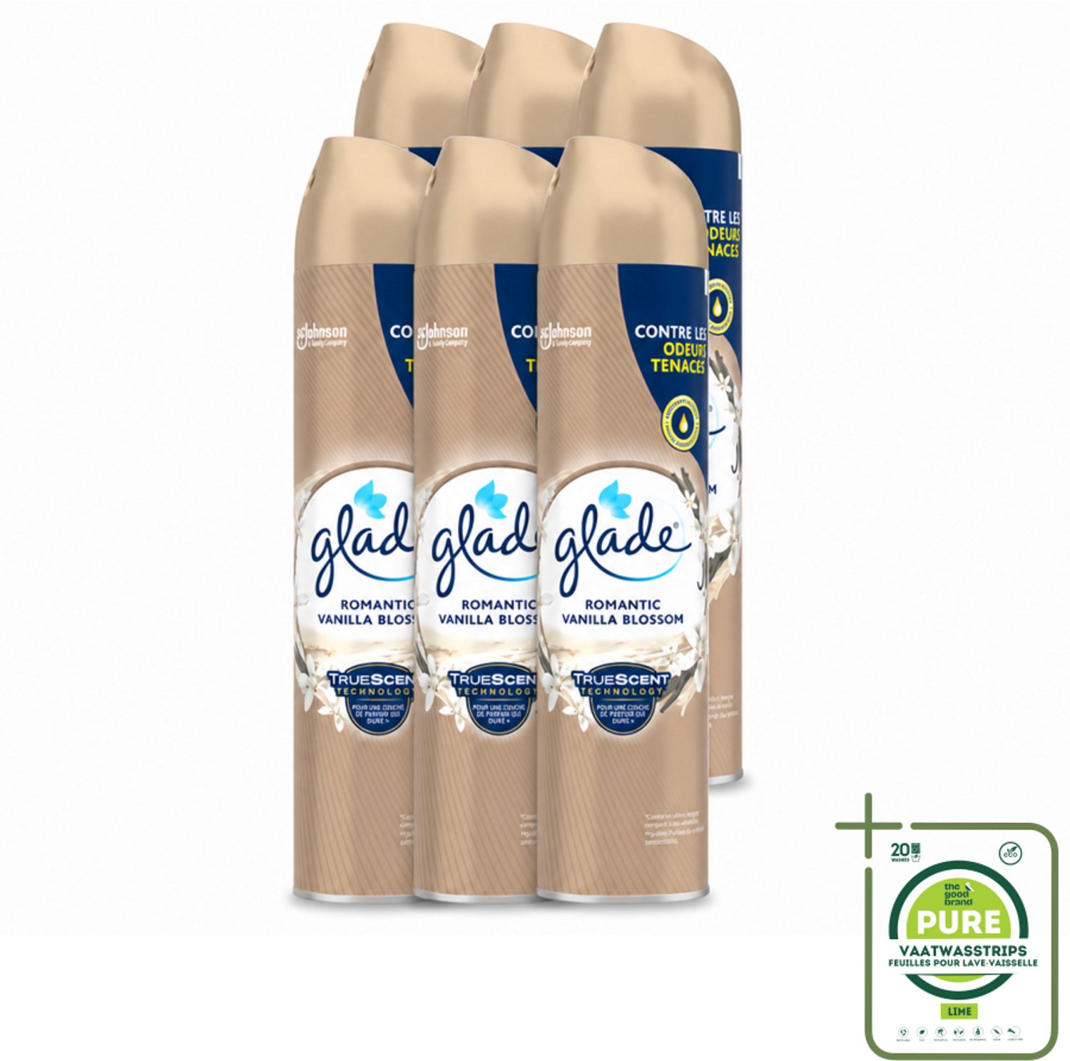 6 x Glade – Luchtverfrisser Spray – Romantic Vanilla Blossom – 300 ml - Grootverpakking - Luchtverfrisser - Geur Spray - Vanille Geur - Orchidee Geur - Sandelhout Geur