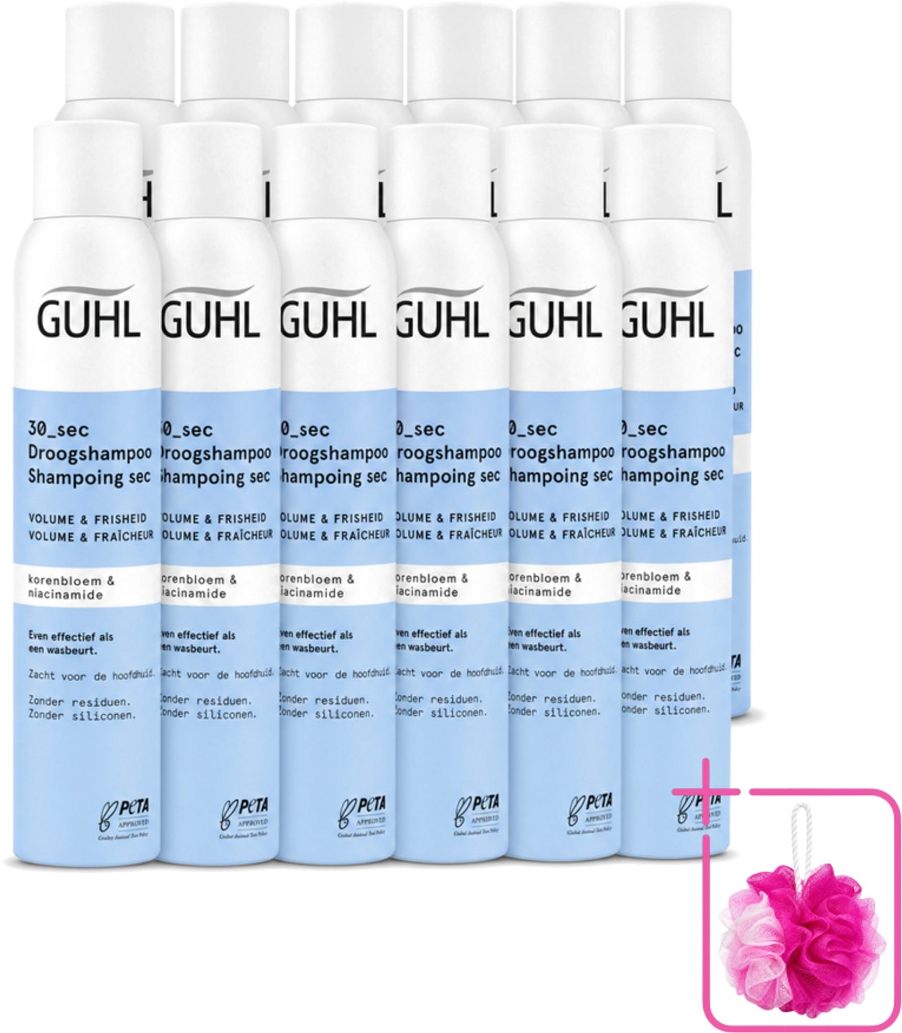 12 x Guhl – Droogshampoo – Volume & Frisheid 30 sec – 200 ml - Bulkverpakking - Droogshampoo - Douchemop - Volume en frisheid