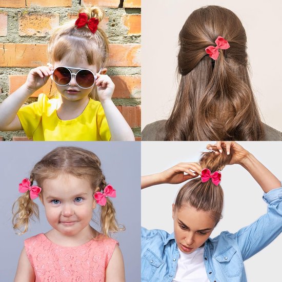 6 Stuks Lint Strik Haarspeldjes, 3 Inch Paardenstaart Clips, Eendenbek Clip Haarstrik voor Kinderen, Meisjes, Vrouwen (6 Kleuren) — afbeelding 3