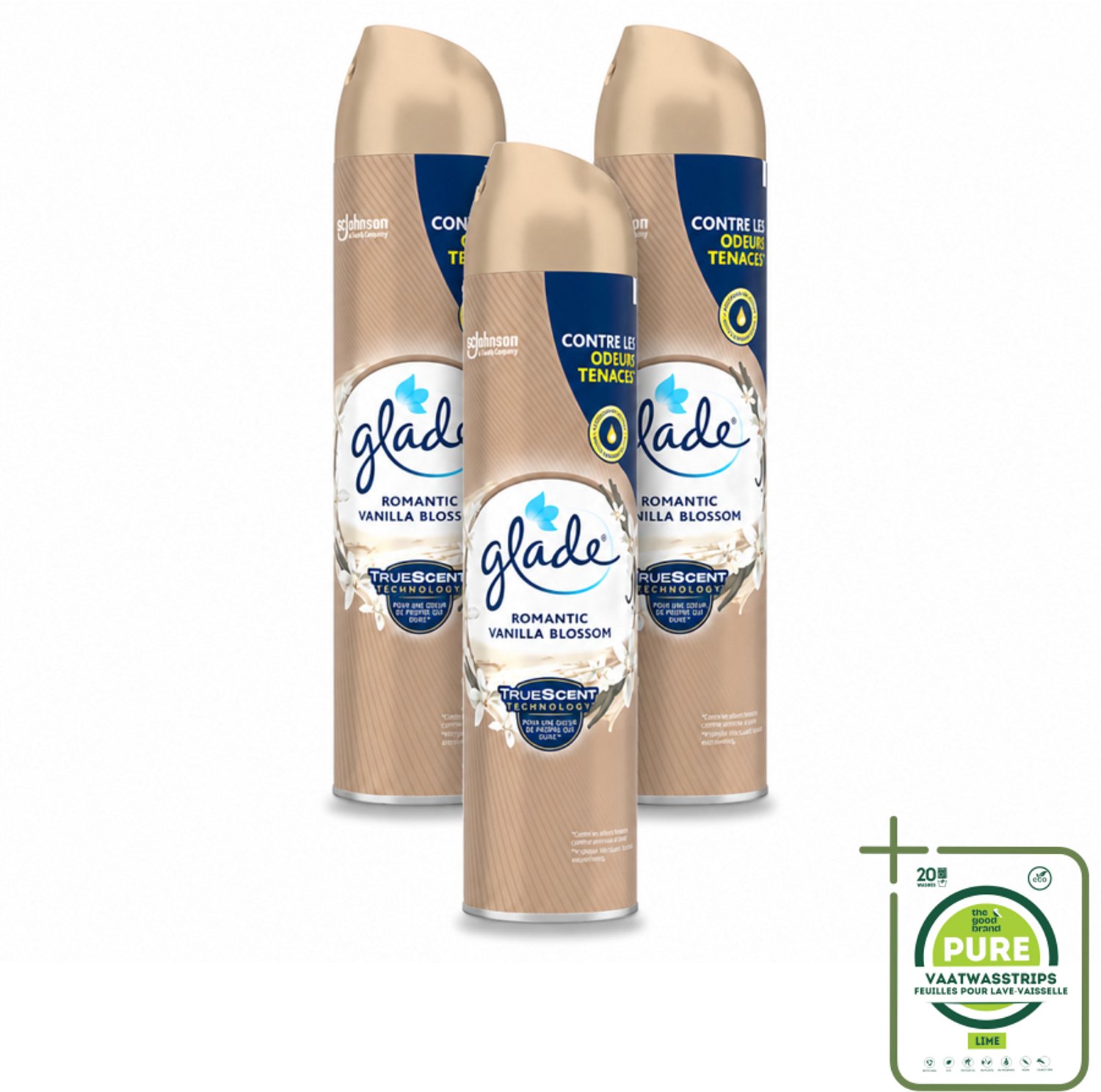 3 x Glade – Luchtverfrisser Spray – Romantic Vanilla Blossom – 300 ml - Grootverpakking - Luchtverfrisser - Geur Spray - Vanille Geur - Orchidee Geur - Sandelhout Geur