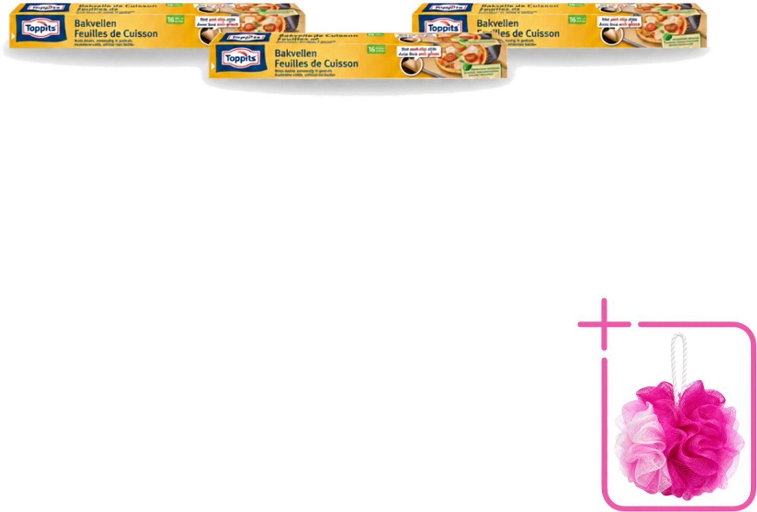 3 x Toppits – Bakpapiervellen – 16 vellen - Bulkverpakking - Bakpapier - Douchemop - Bakpapier met antikleefbescherming