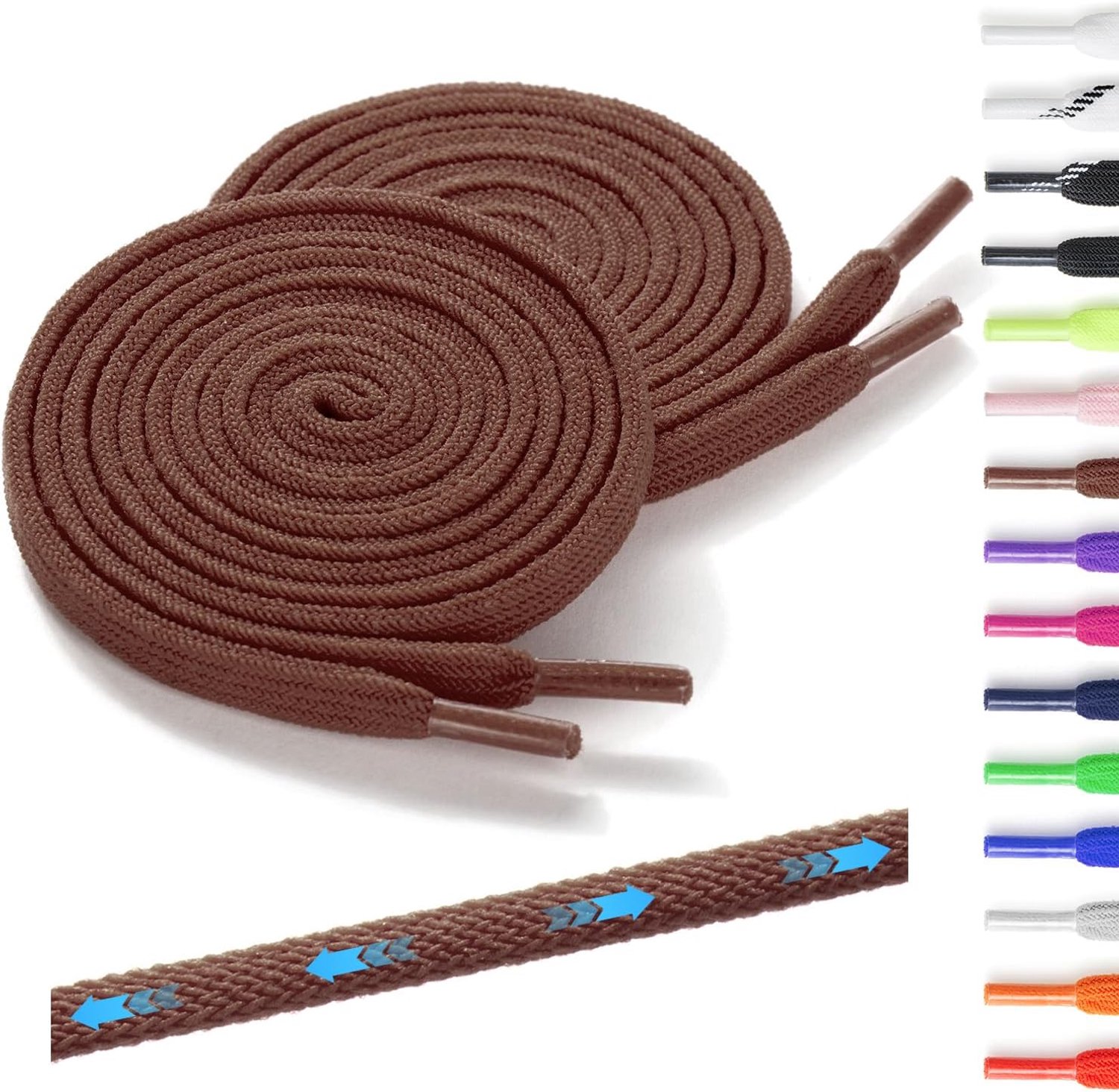 2 paar elastische schoenveters, plat - elastische schoenveters zonder strik voor kinderen en volwassenen, 7 mm breed, rubberen schoenveter