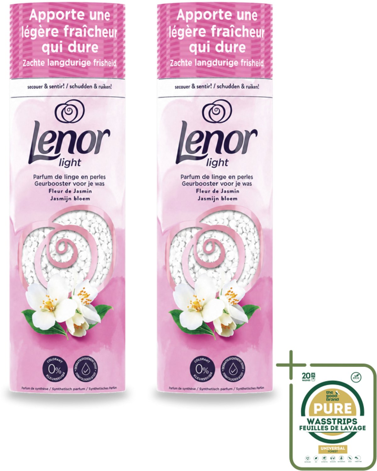 2 x Lenor Light - Geurbooster - Jasmijn - Non-Stop Frisheid - 19 Wasbeurten - Wasstrips - Geurbooster - Wasgeur - Wasgeurbooster - Wasgeurparfum - Wasgeur Voor Was