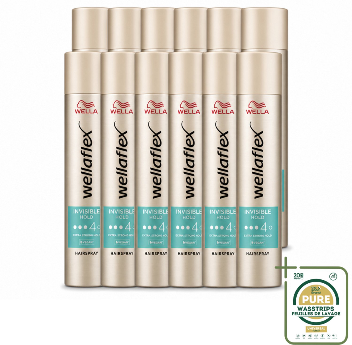 12 x Wella – Flex Invisible Hold – Haarspray Extra Strong – 250 ml - Wasstrips - Haarspray - Haartype - Haarfixatie - Haarbehandeling - Haarbescherming