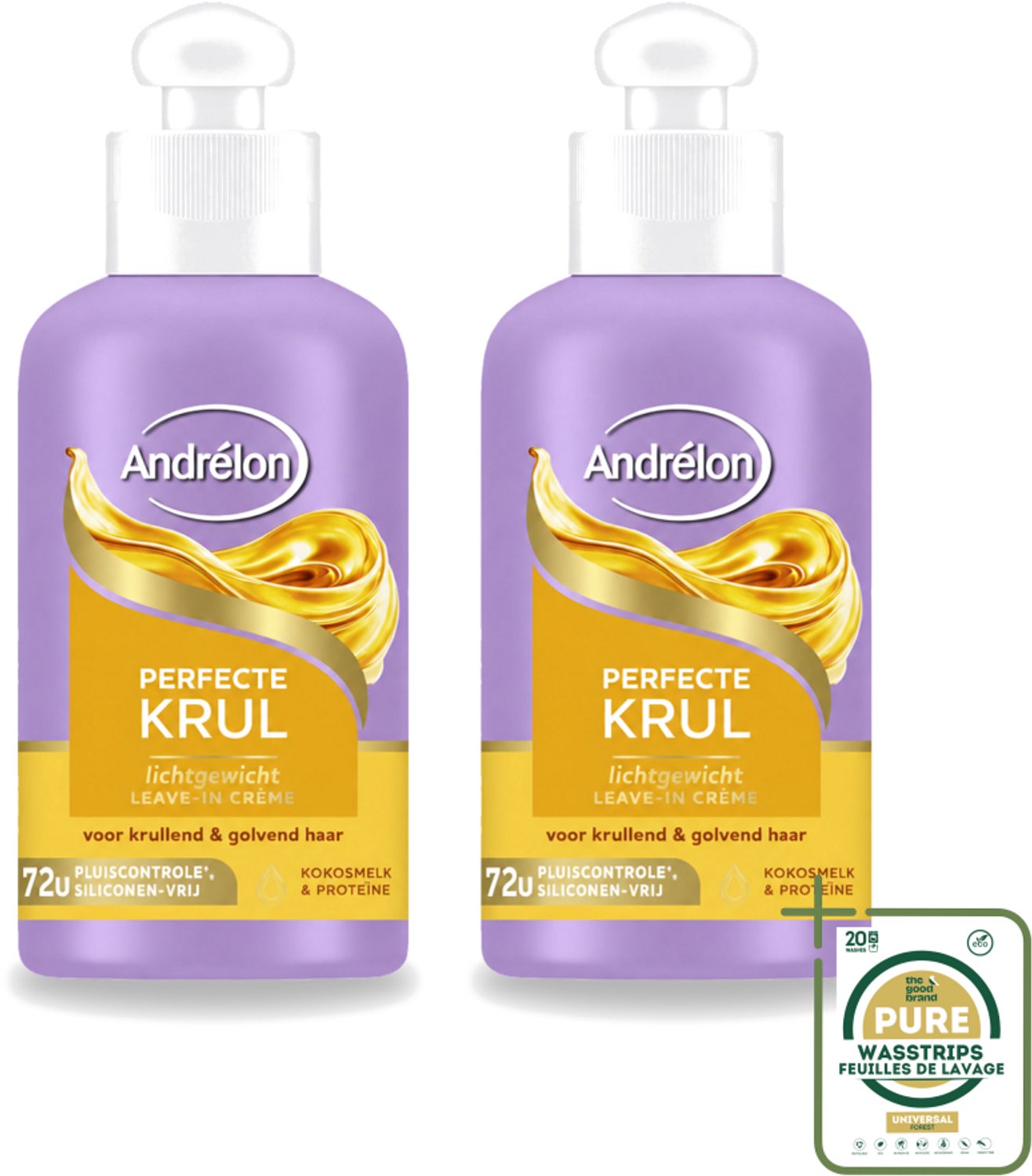 2 x Andrélon – Leave-In Crème – Perfecte Krul – 200 ml - Wasstrips - Krullen Verzorgen - Krullen Definiëren - Krullen Pluisvrij - Krullen Veerkrachtig - Krullen Verzorging