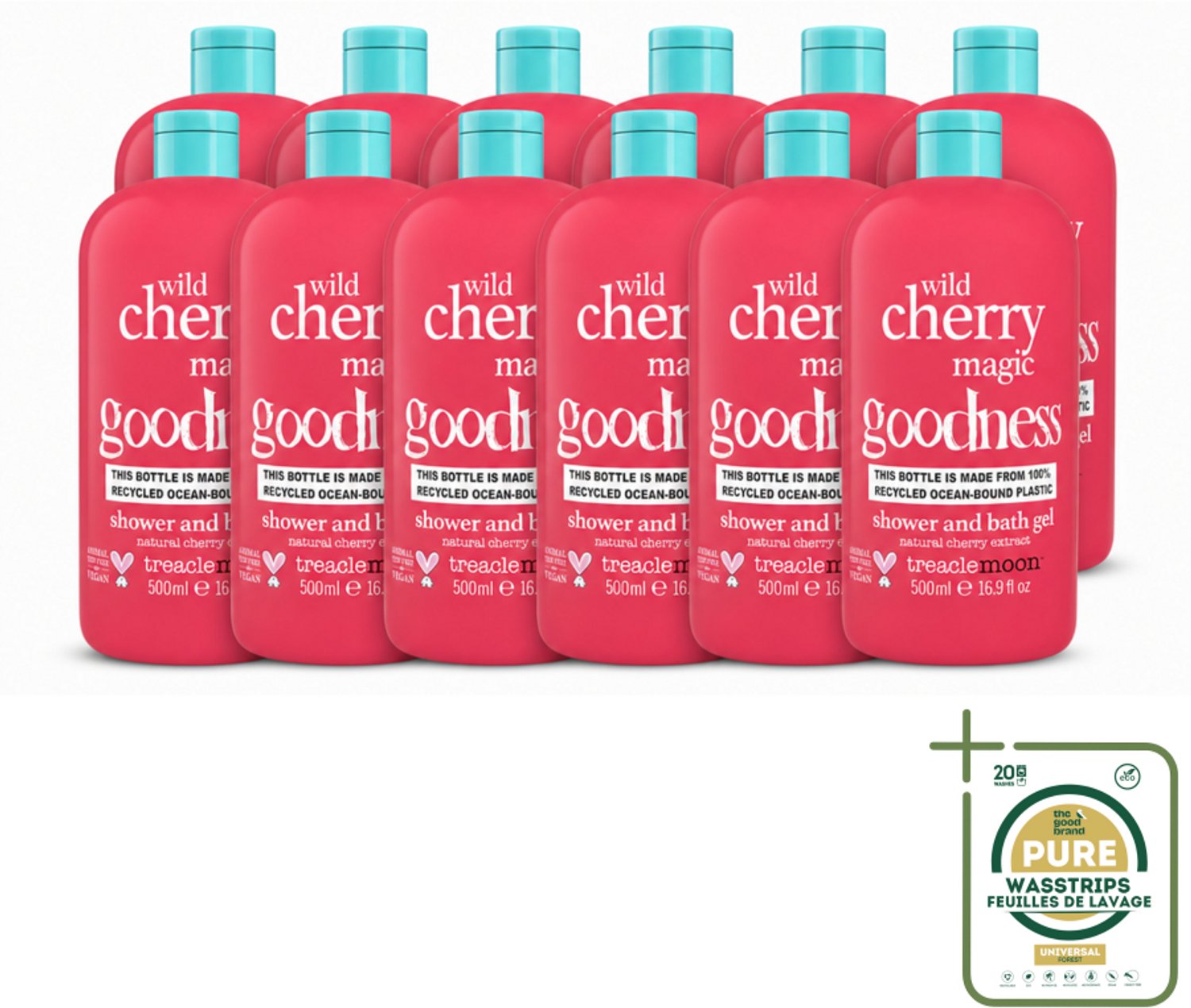 12 x Treaclemoon – Douchegel – Wild Cherry Magic – 500 ml - Wasstrips - Douchegel - Wild Cherry - Kersen Geur - Fruitige Douchegel - Hydraterende Douchegel