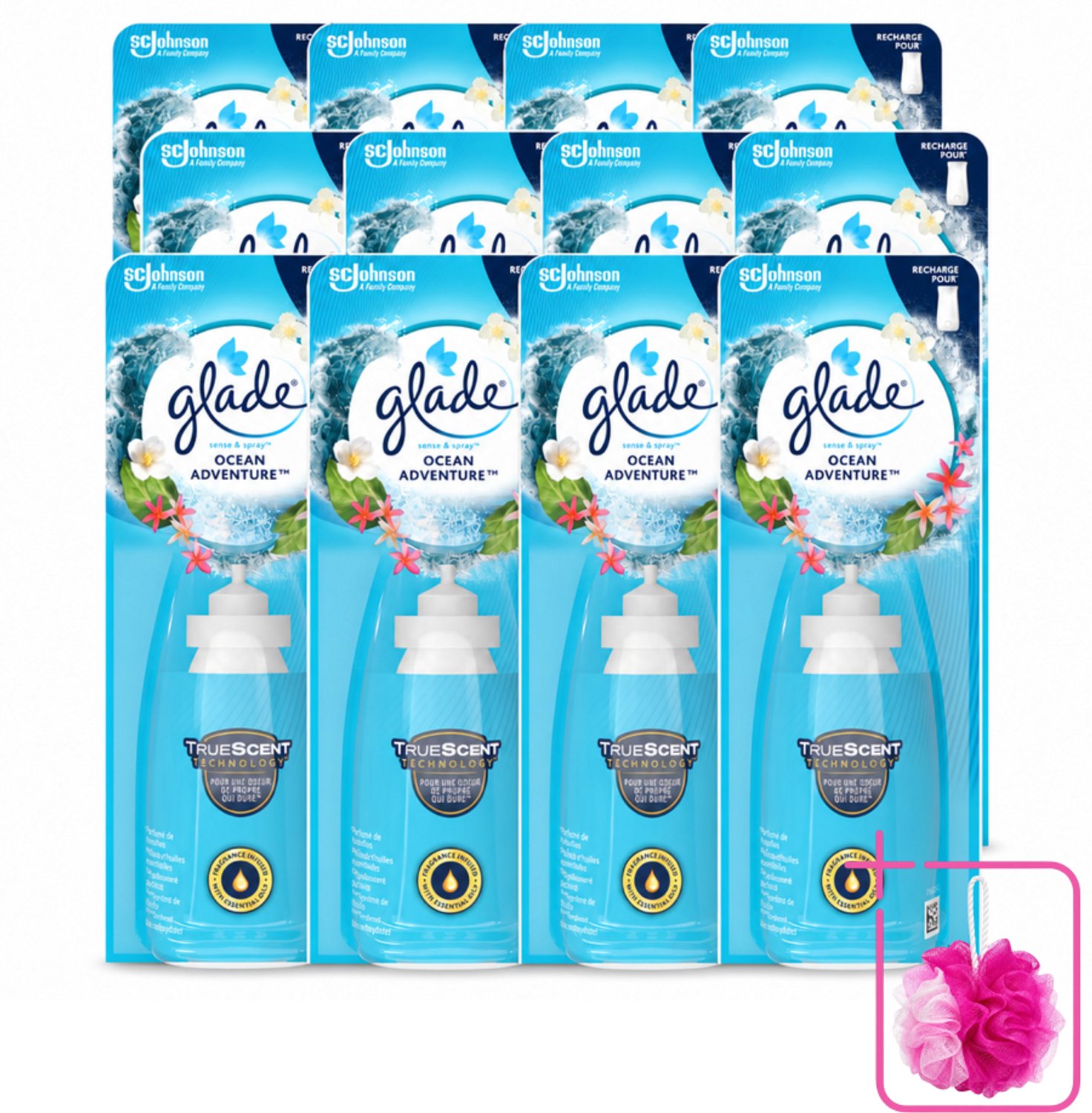 12 x Glade - Sense & Spray - Ocean Adventure - 18 ml - Bulkverpakking - Zeegeur - Douchemop - Citroengeur