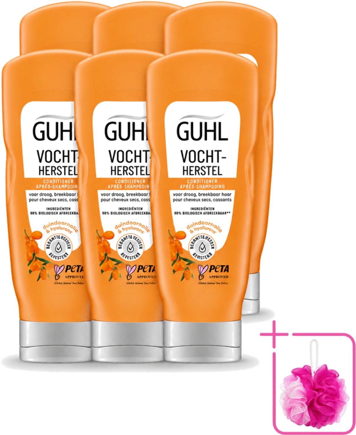 6 x Guhl - Crème Conditioner - Vochtbalans - 200 ml - Bulkverpakking - Hydratatie haar - Douchemop - Vochtbalans haar