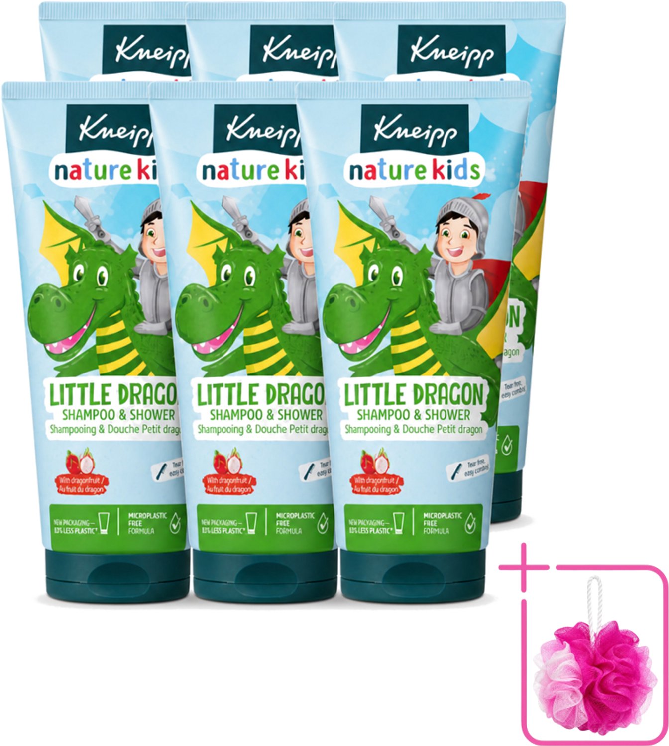 6 x Kneipp - Shampoo & Showergel - Little Dragon - 200 ml - Bulkverpakking - Kinderbad - Douchemop - Kinderhaar