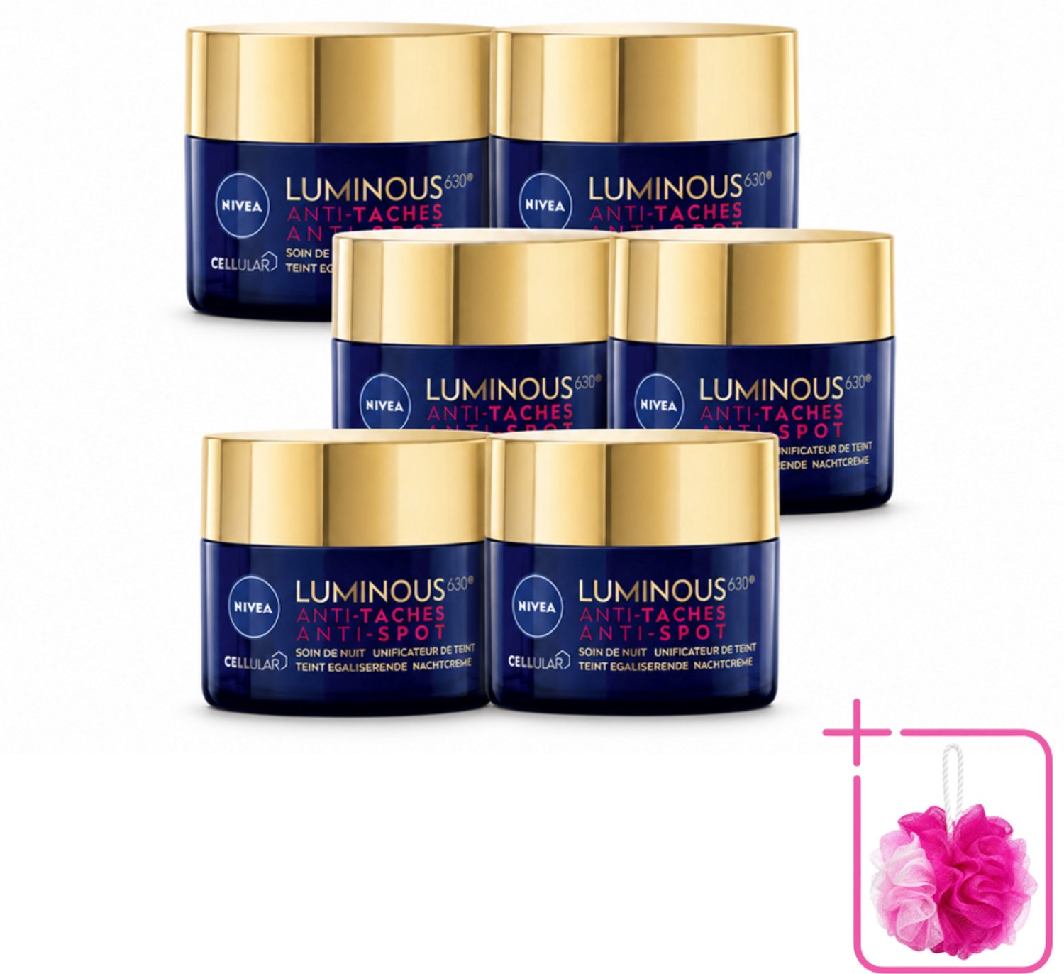 6 x NIVEA - Nachtcrème - CELLular LUMINOUS630 Tegen Vlekken - Egaliserend - Tegen pigmentvlekken - Met Hyaluronzuur - 50 ml - Bulkverpakking - Anti-spot crème - Pigmentvlekken